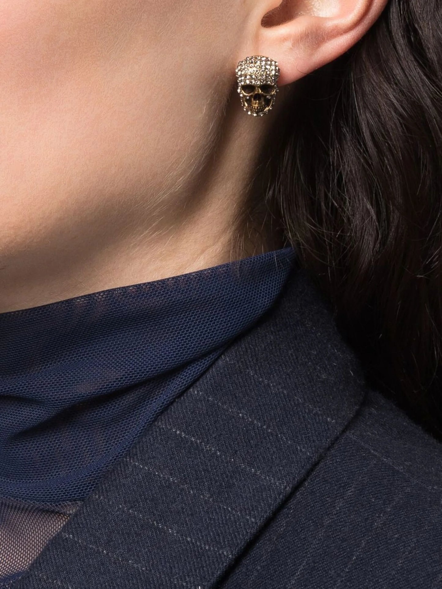 crystal-embellished skull earring