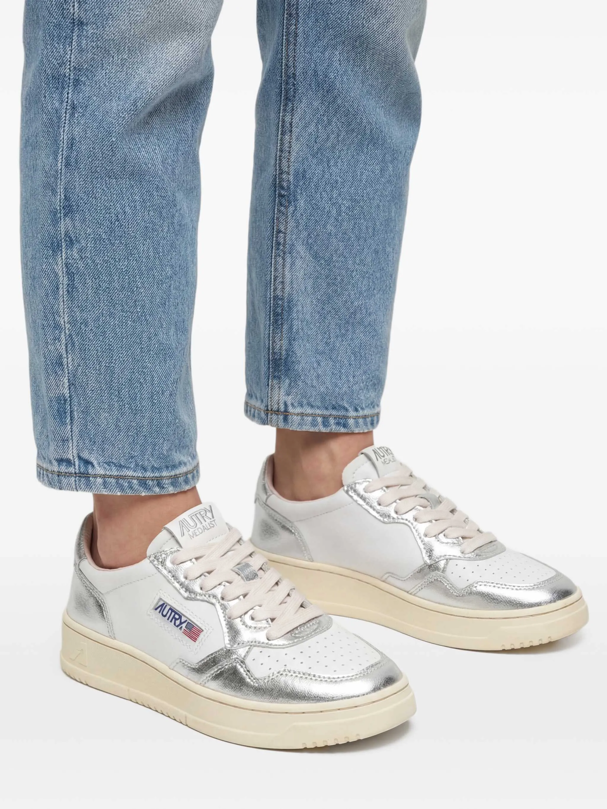 Medalist metallic-leather sneakers