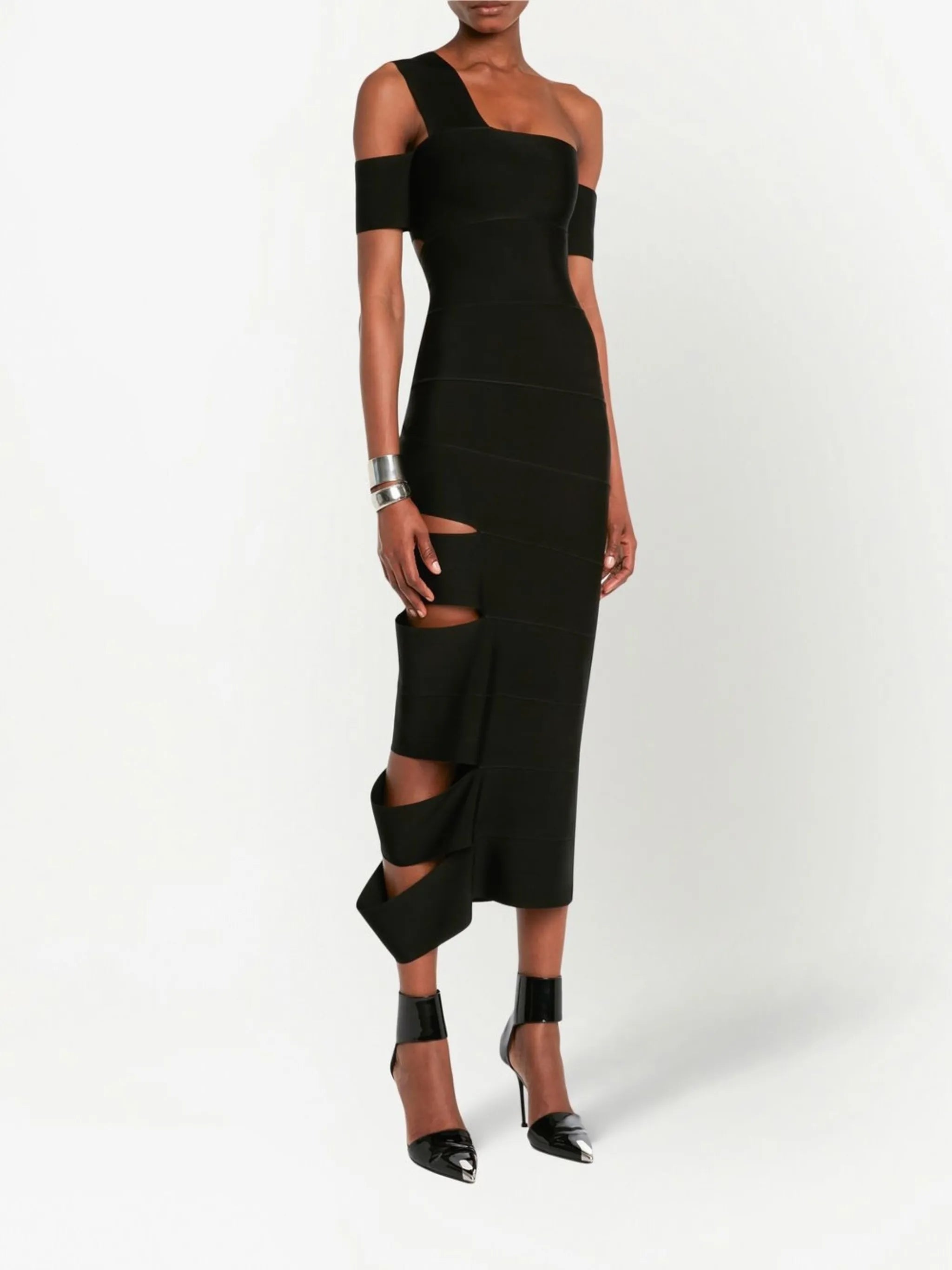 cut-out one-shoulder dress