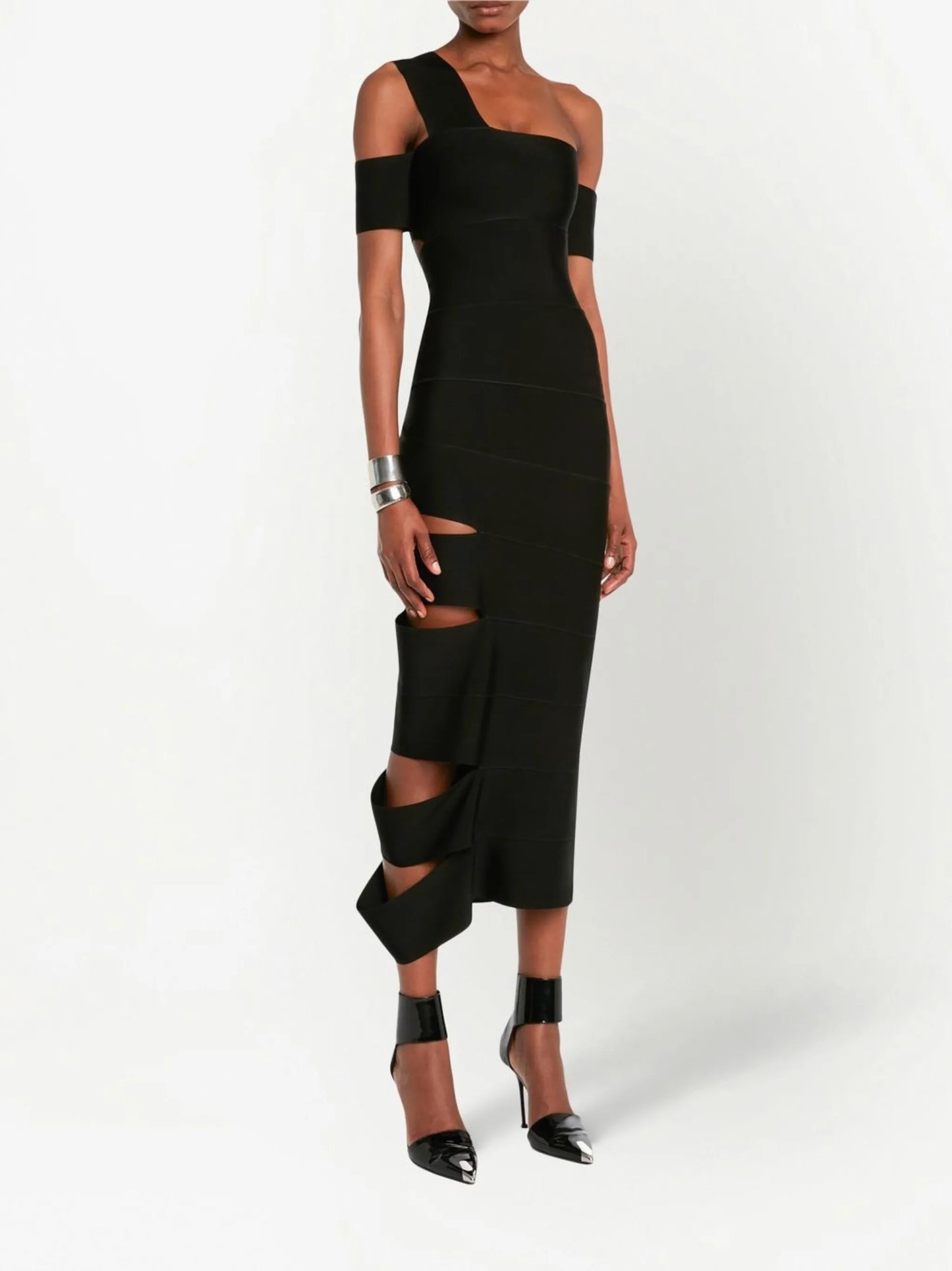 cut-out one-shoulder dress