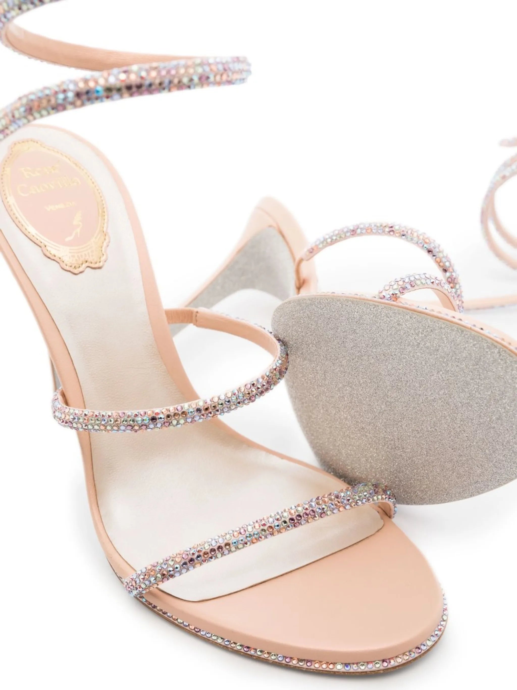 crystal-embellished strap-detail sandals