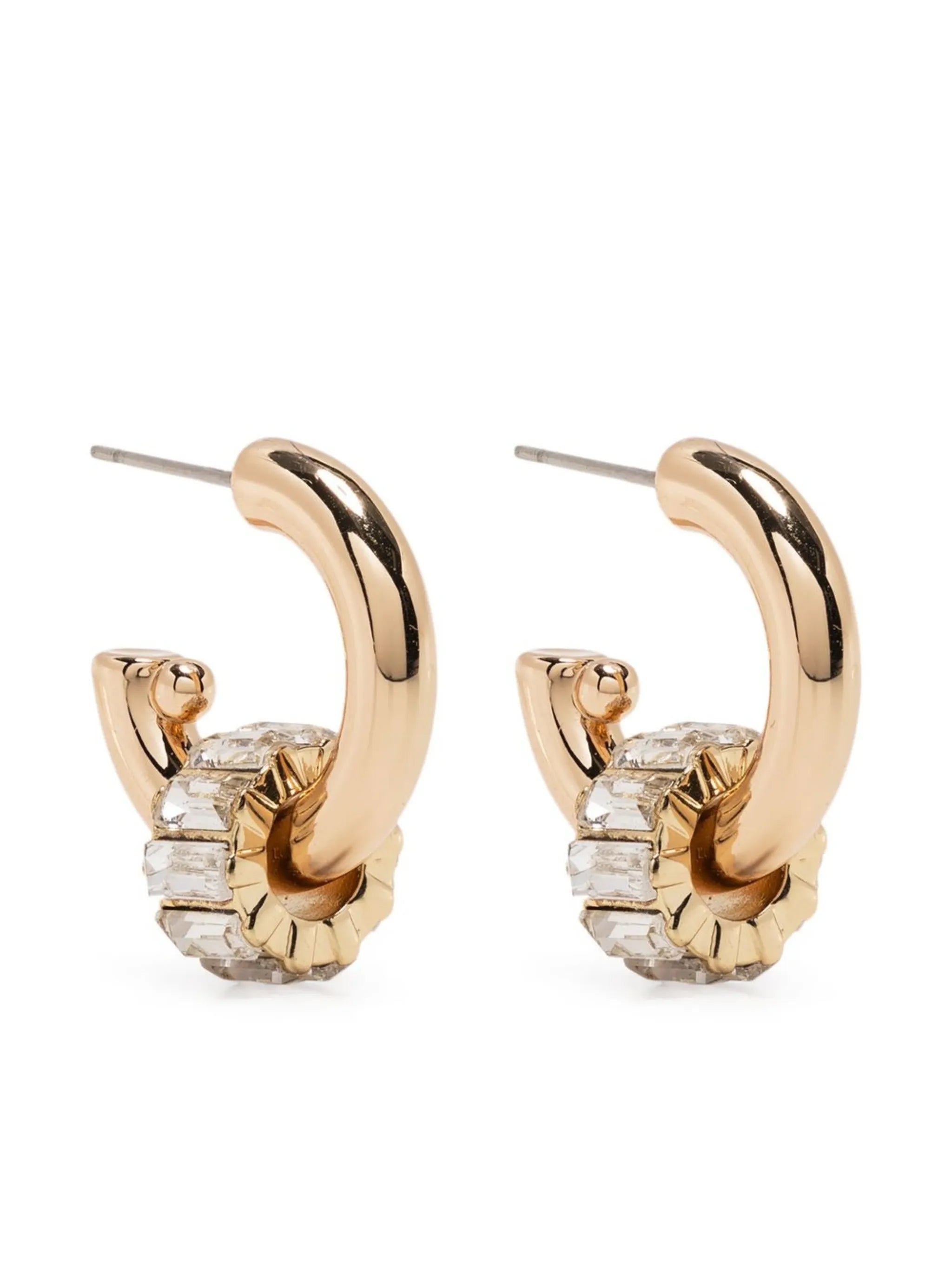 crystal-pendant hoop earrings
