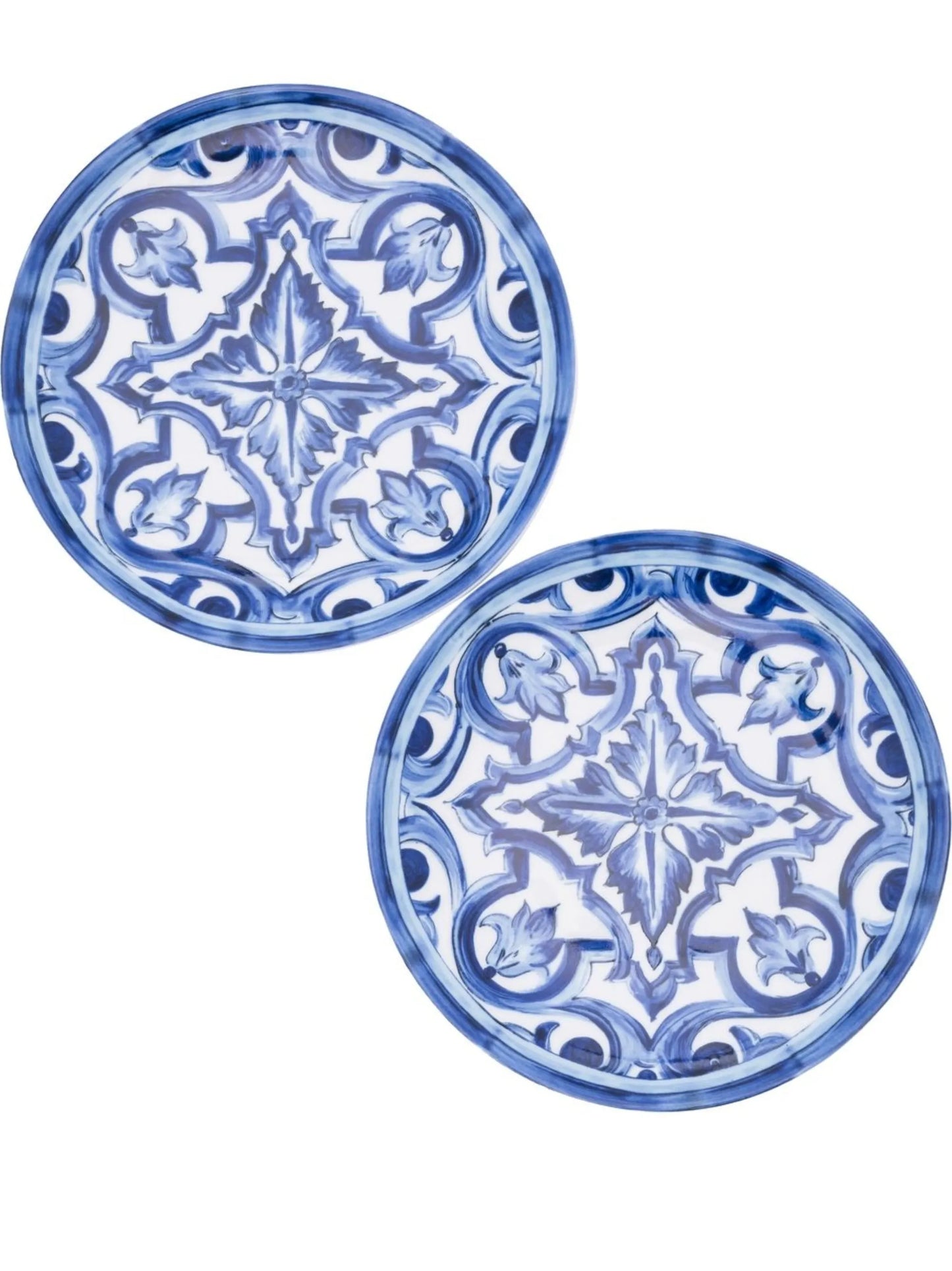 set of two patterned bread plates