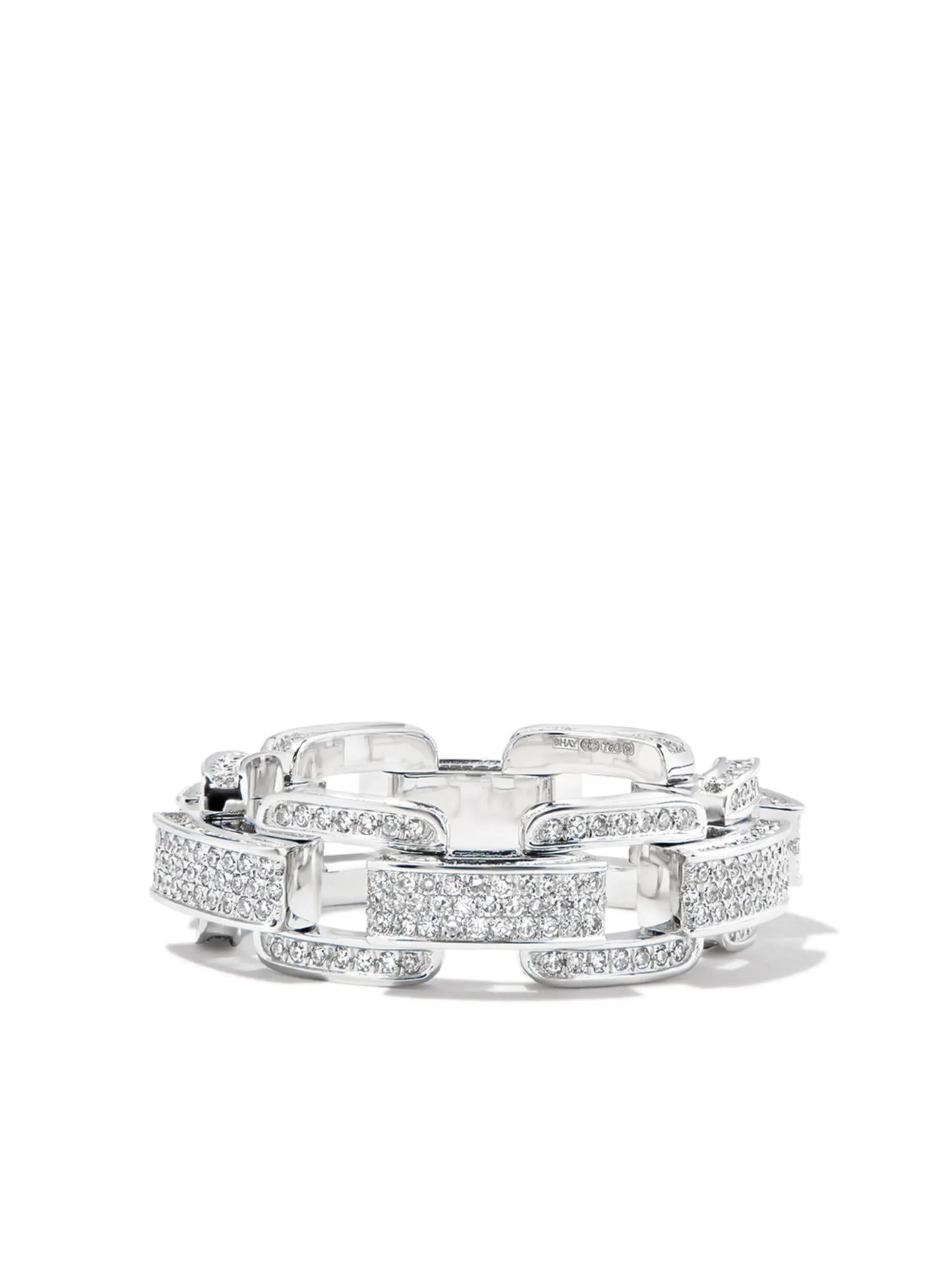 18K white gold deco link diamond ring