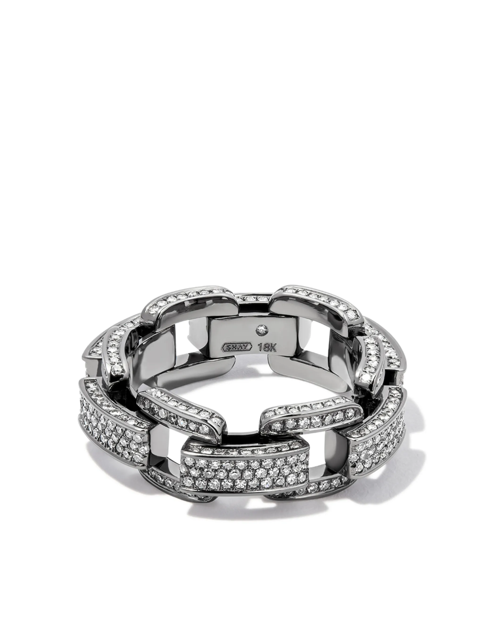 18K black gold diamond chain-link ring