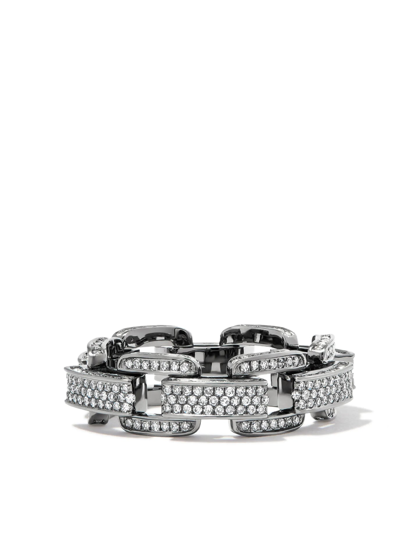 18K black gold diamond chain-link ring