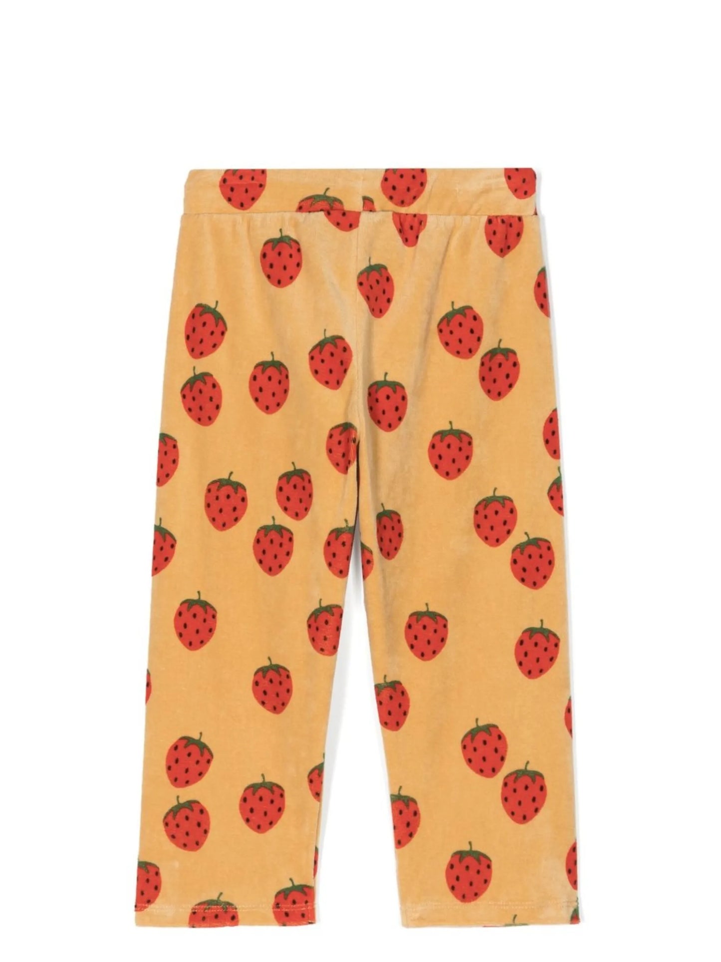 strawberry-print velour trousers