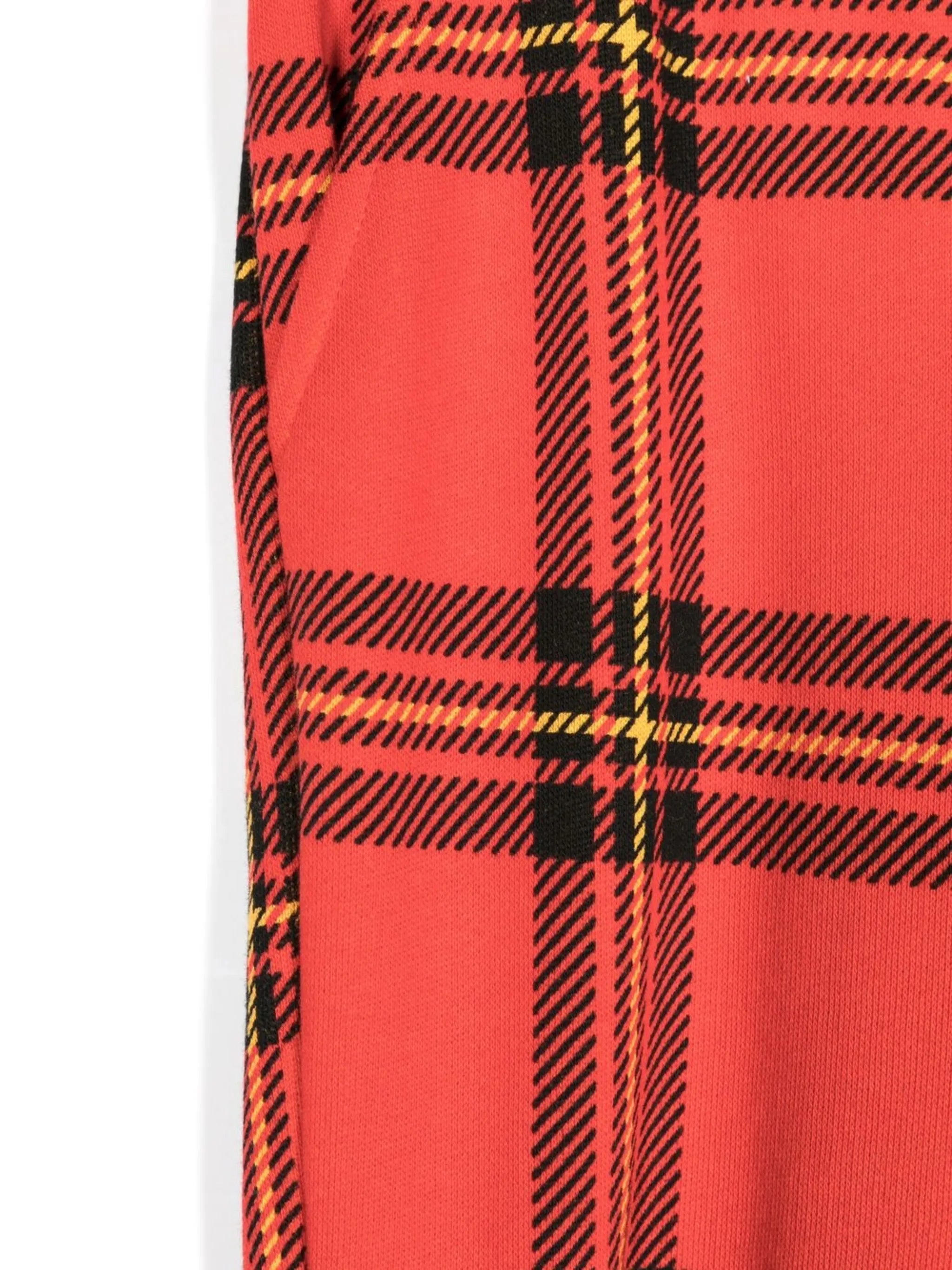 plaid-check print track pants