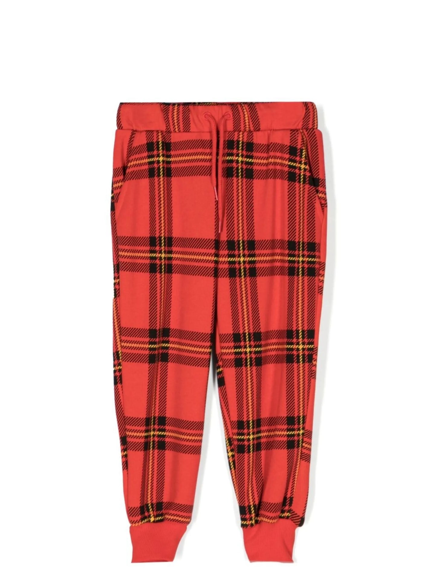 plaid-check print track pants