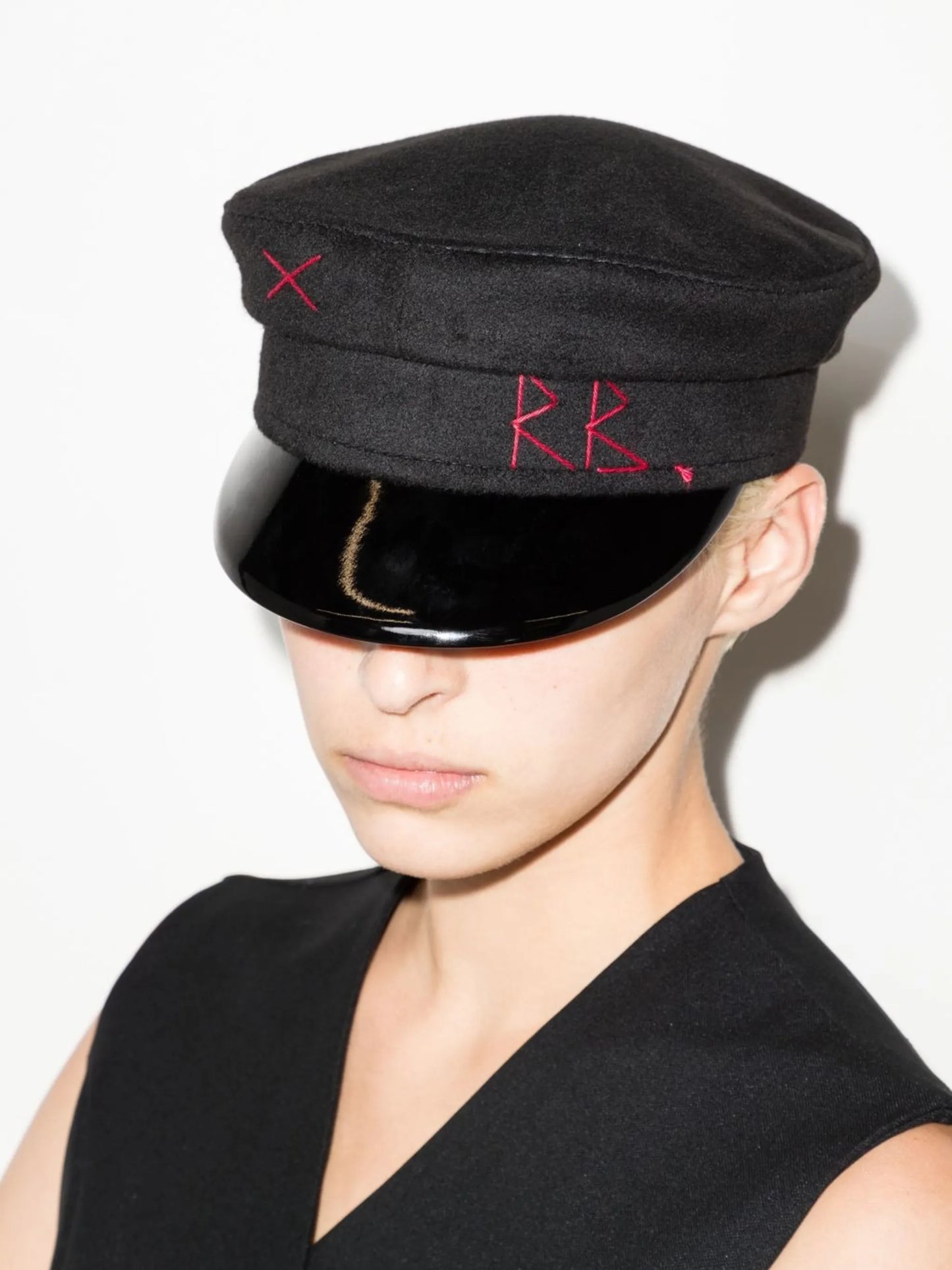 embroidered monogram baker boy hat