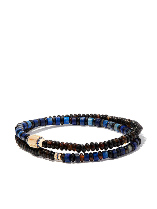 14kt yellow gold Good Vibes beaded wrap around bracelet