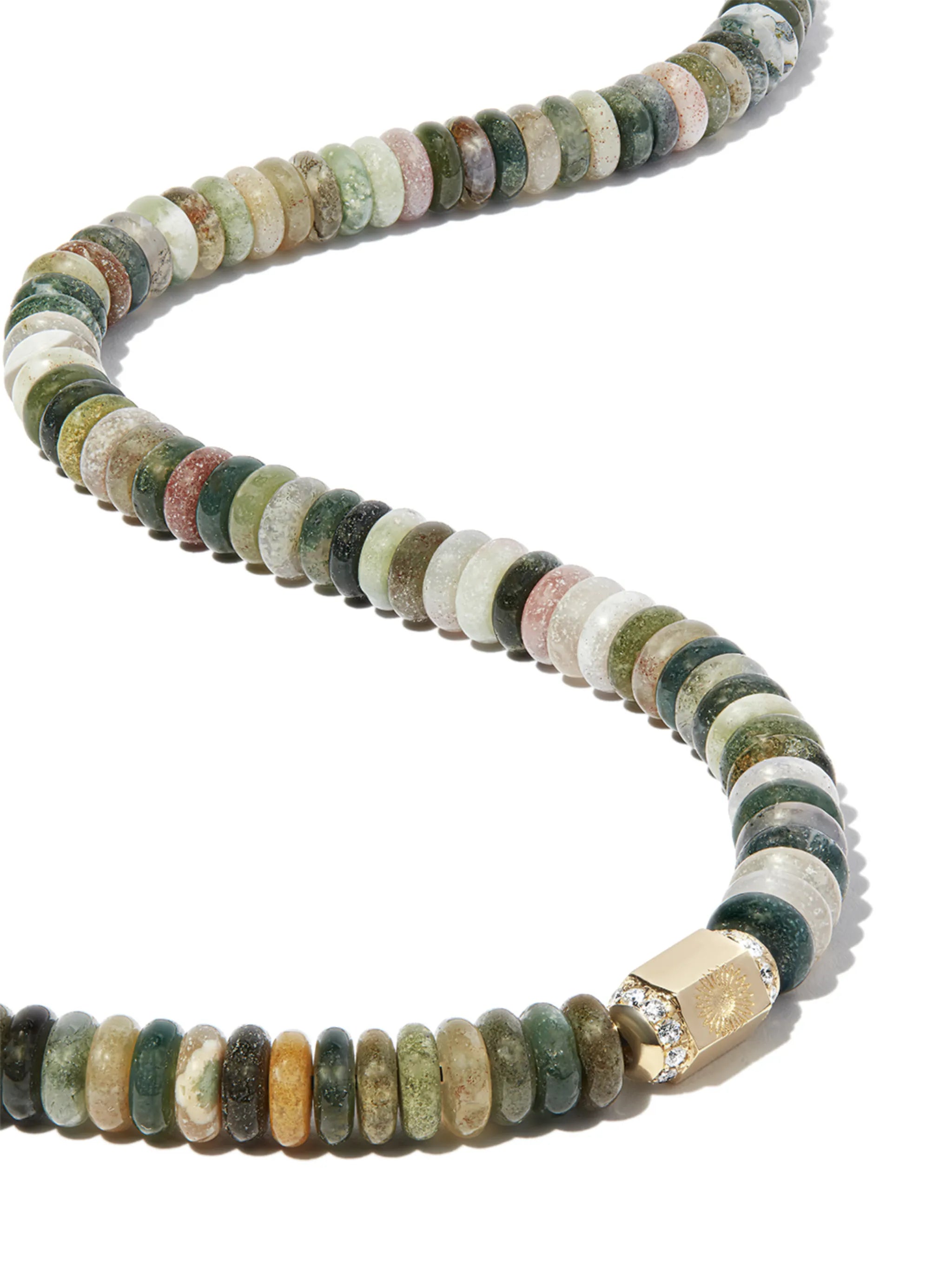 14kt yellow gold diamond and gemstone beaded necklace