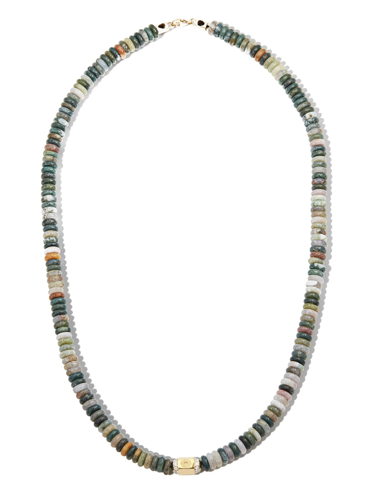 14kt yellow gold diamond and gemstone beaded necklace