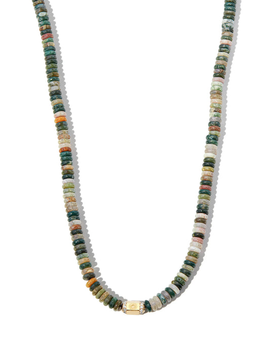 14kt yellow gold diamond and gemstone beaded necklace