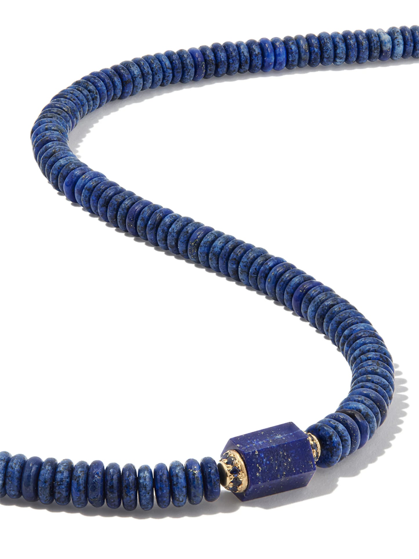 14kt yellow gold beaded lapis lazuli choker necklace