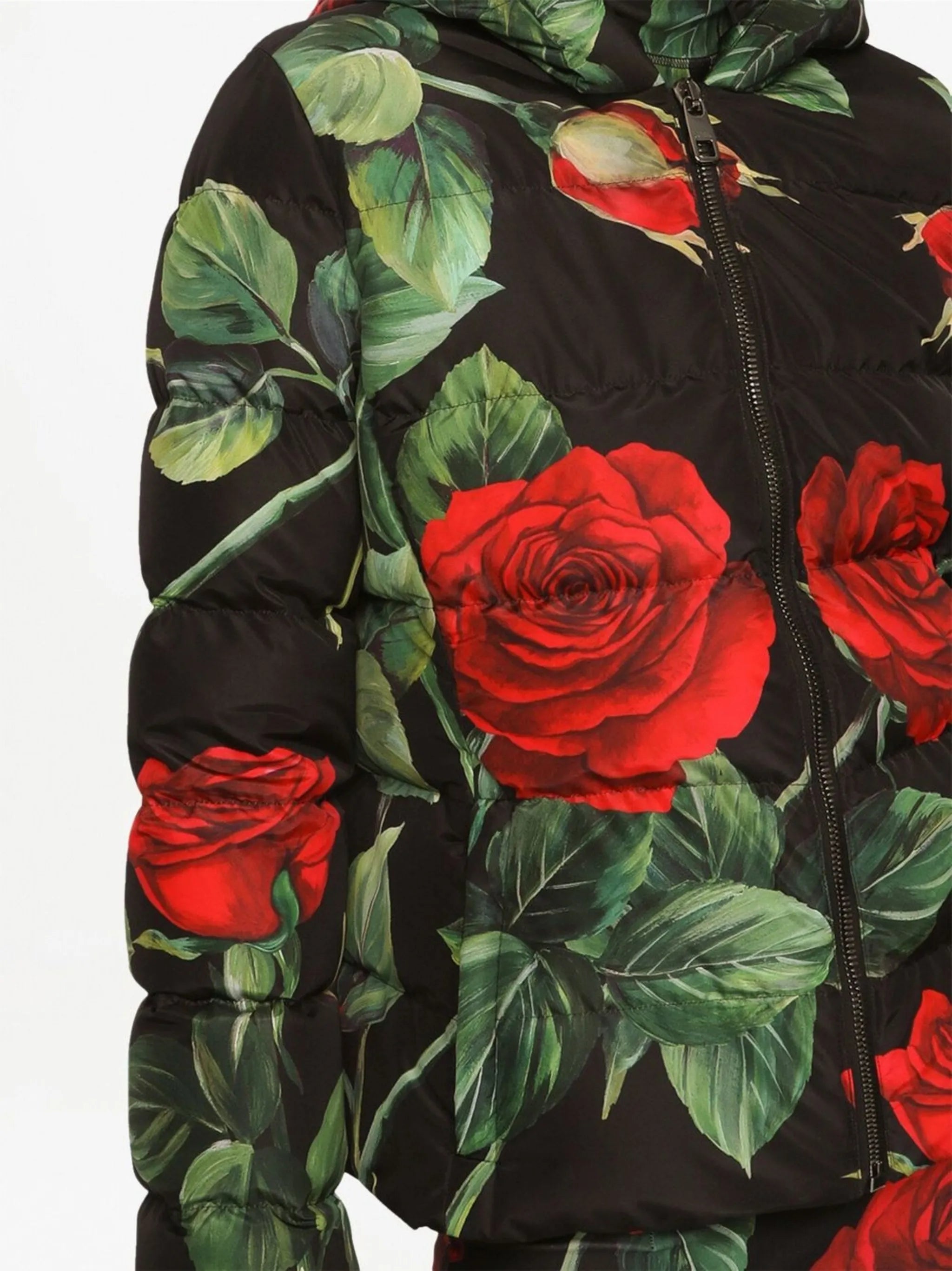 floral-print short down jacket