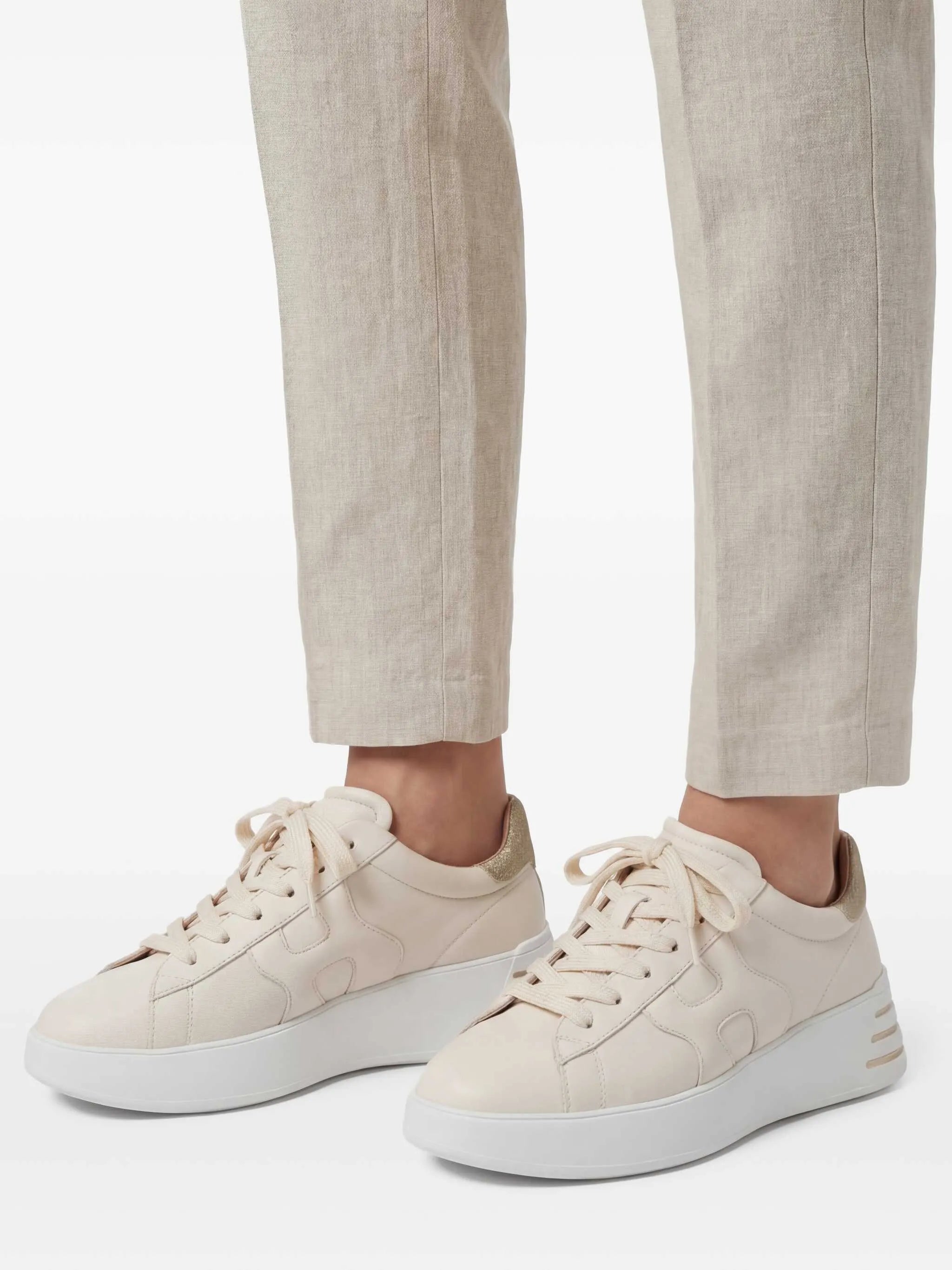 Rebal glitter-detail leather sneakers