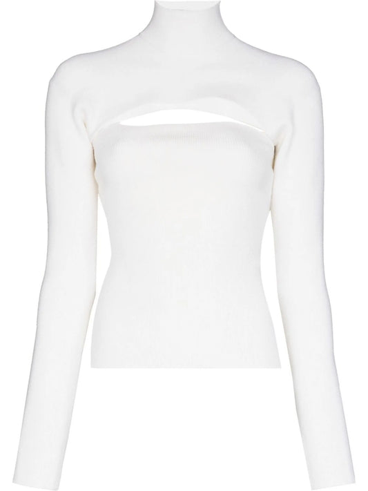 cut-out virgin wool-blend jumper