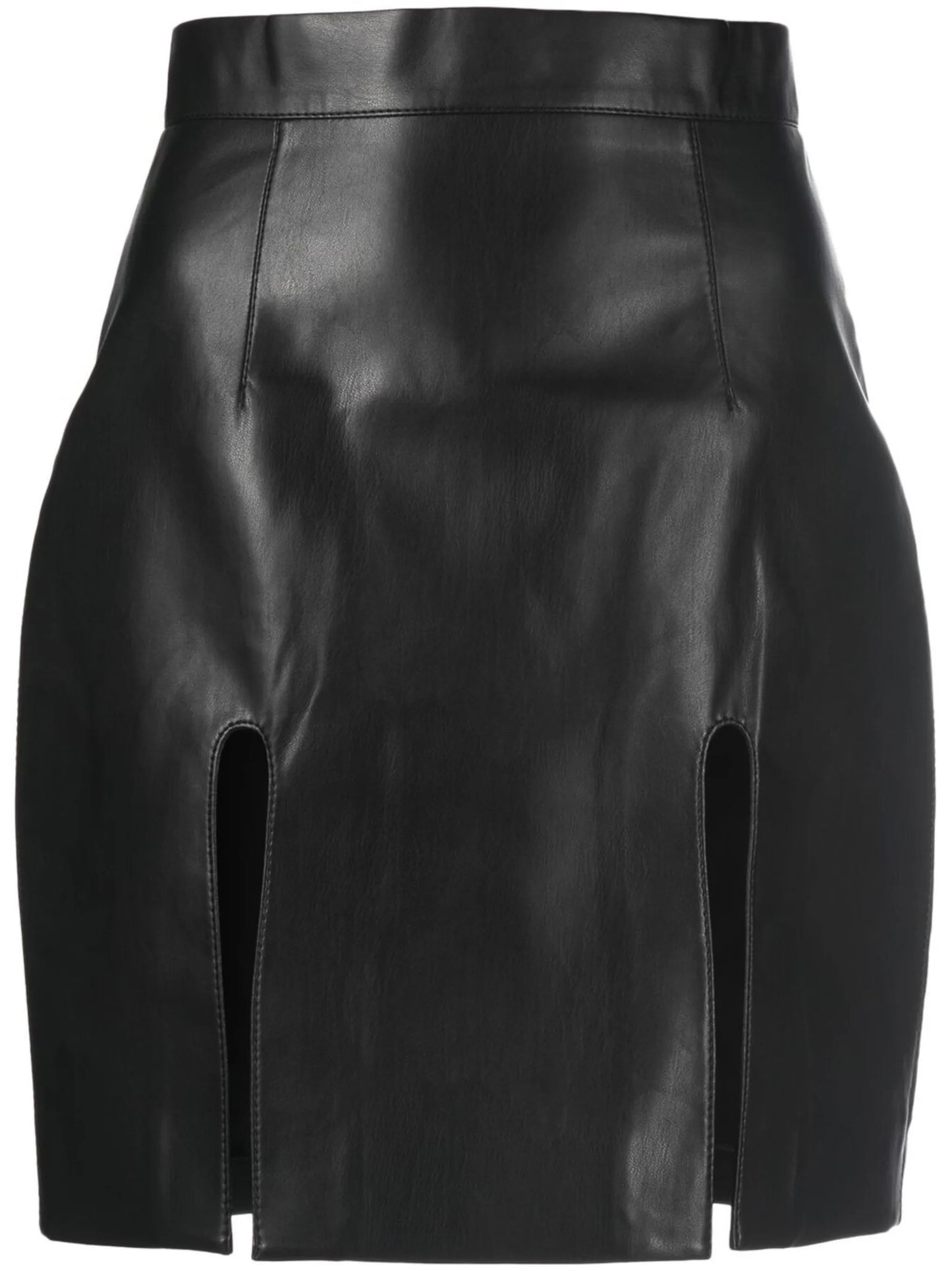 cut-out faux-leather mini skirt