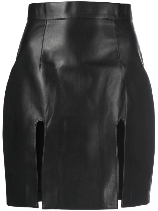 cut-out faux-leather mini skirt