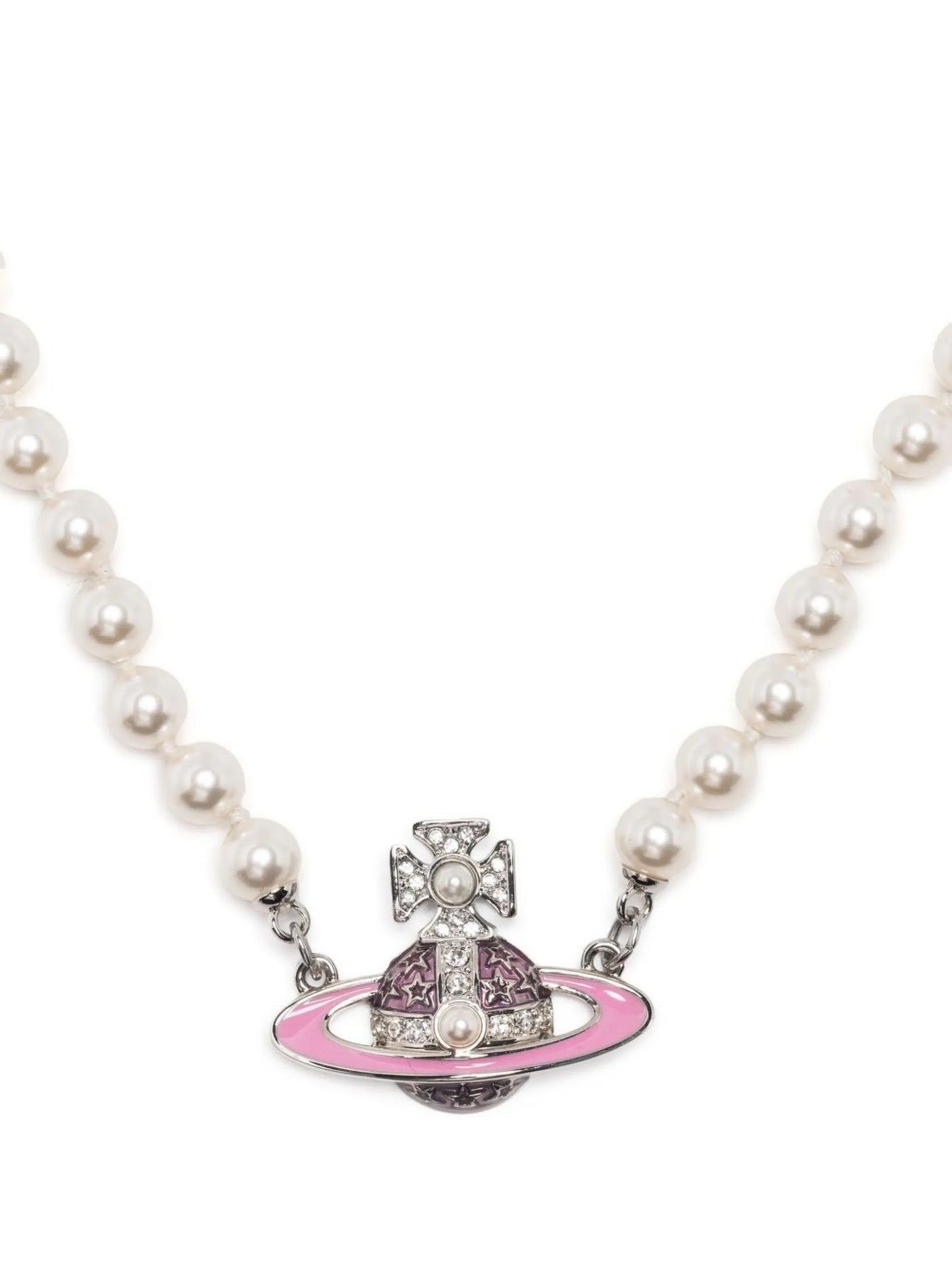 crystal-orb pearl necklace