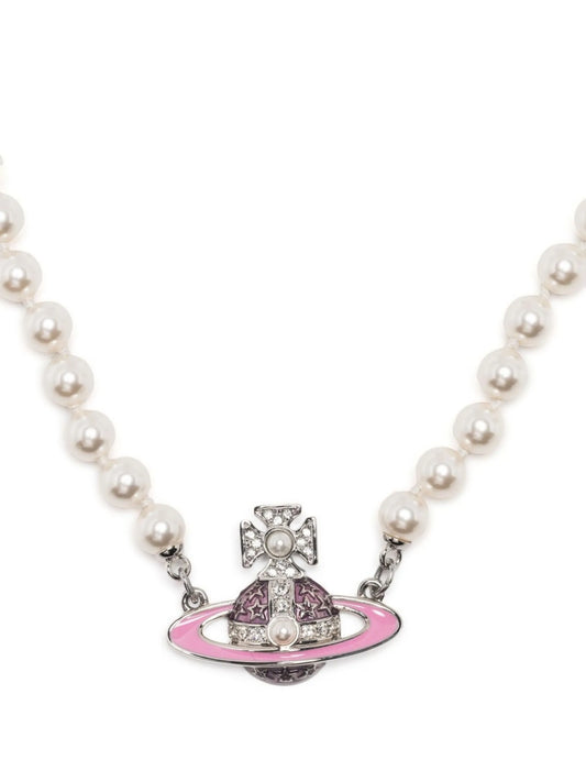 crystal-orb pearl necklace