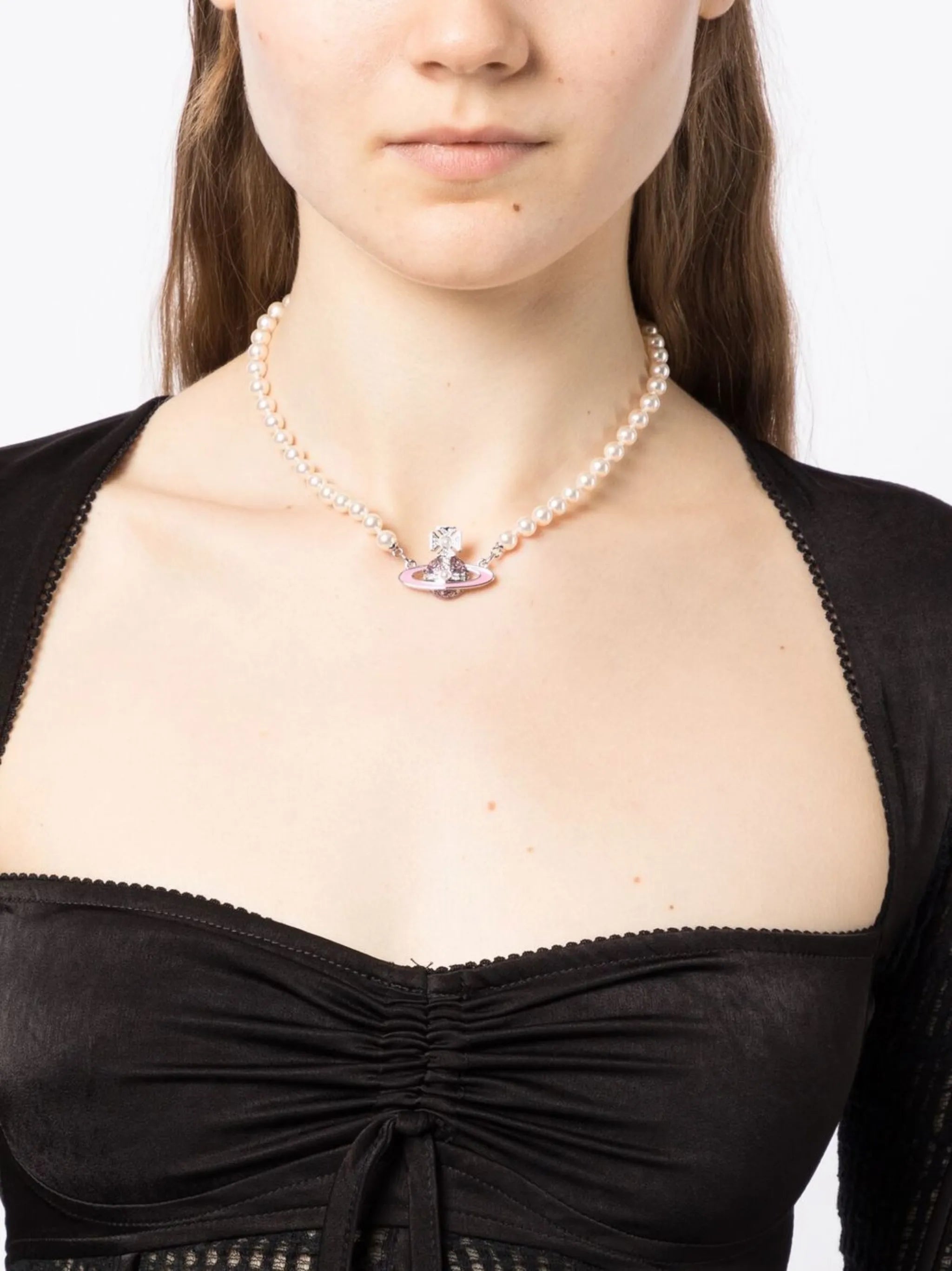 crystal-orb pearl necklace