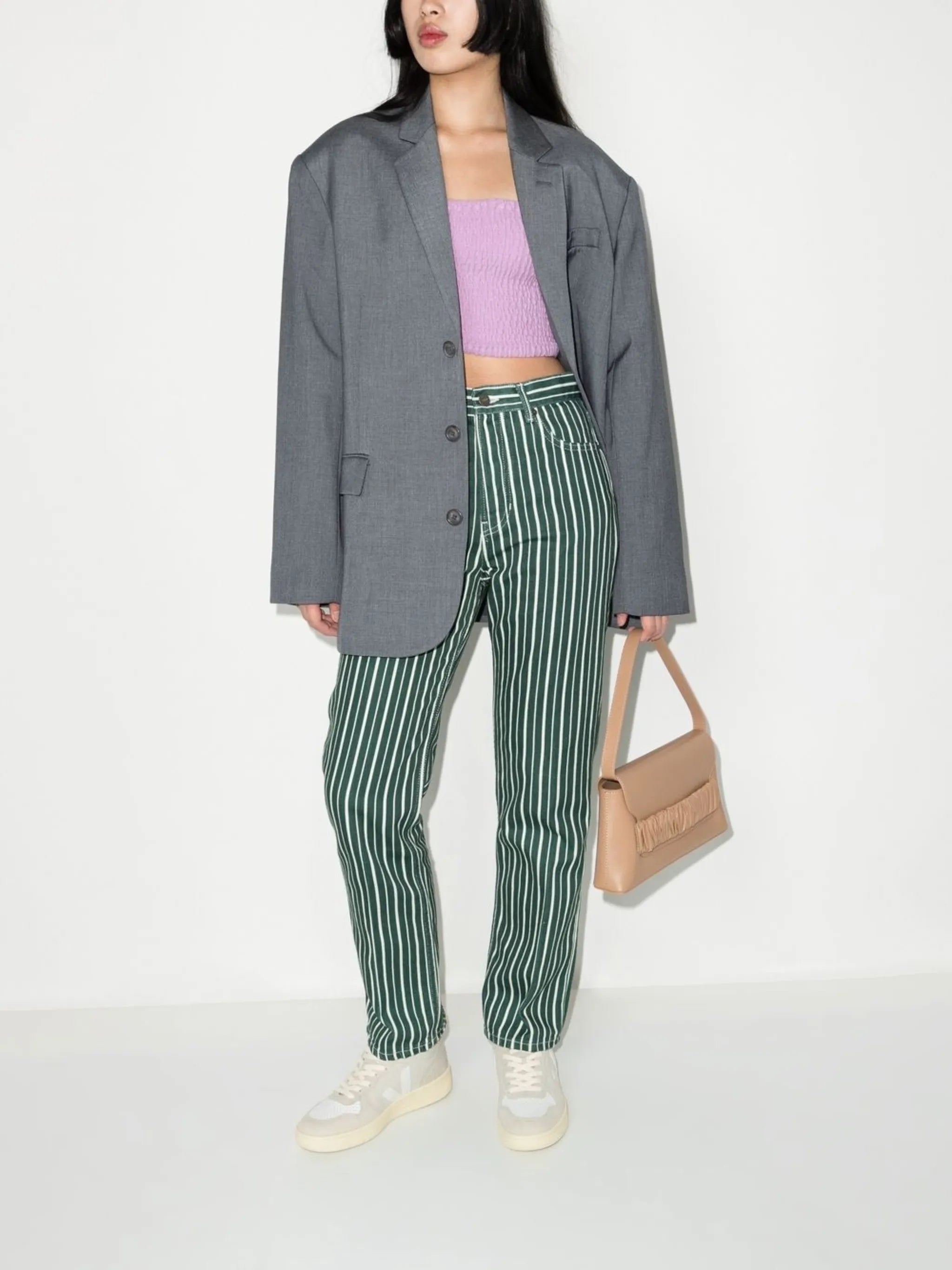 Cynthia striped straight-leg jeans