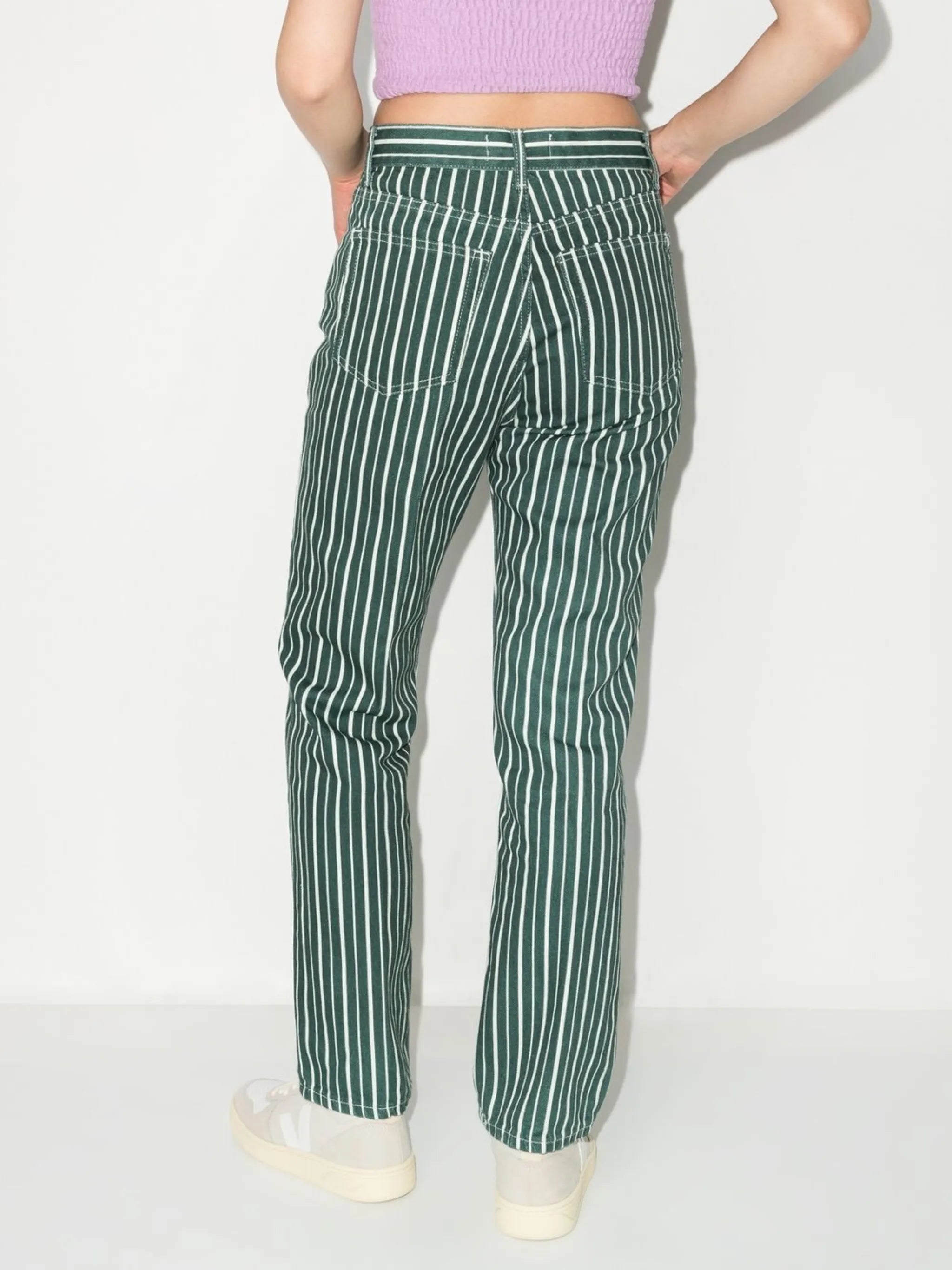 Cynthia striped straight-leg jeans