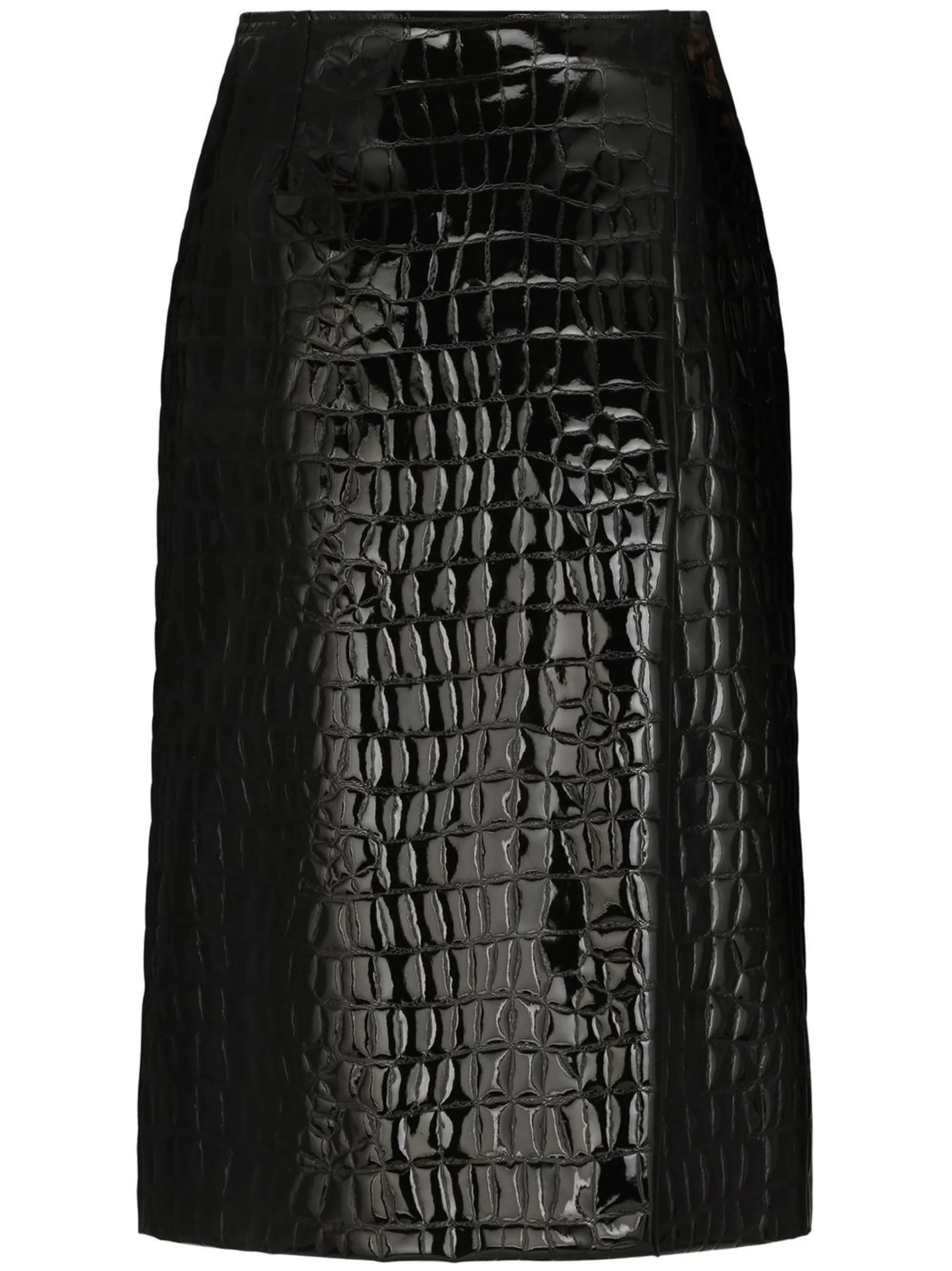 alligator-print silk-blend skirt