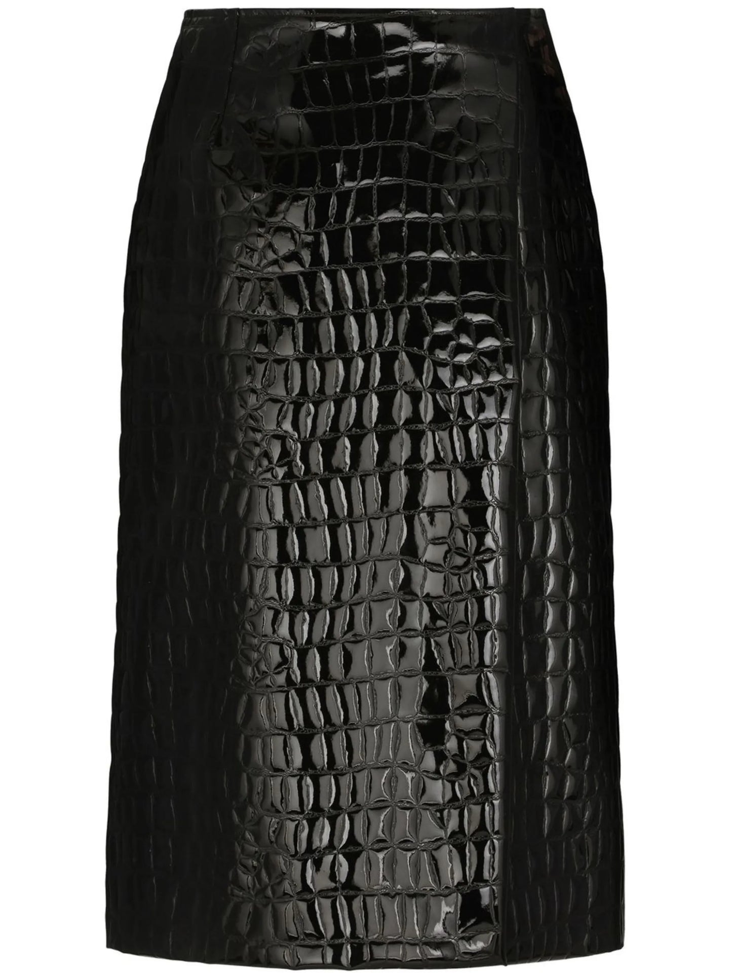 alligator-print silk-blend skirt
