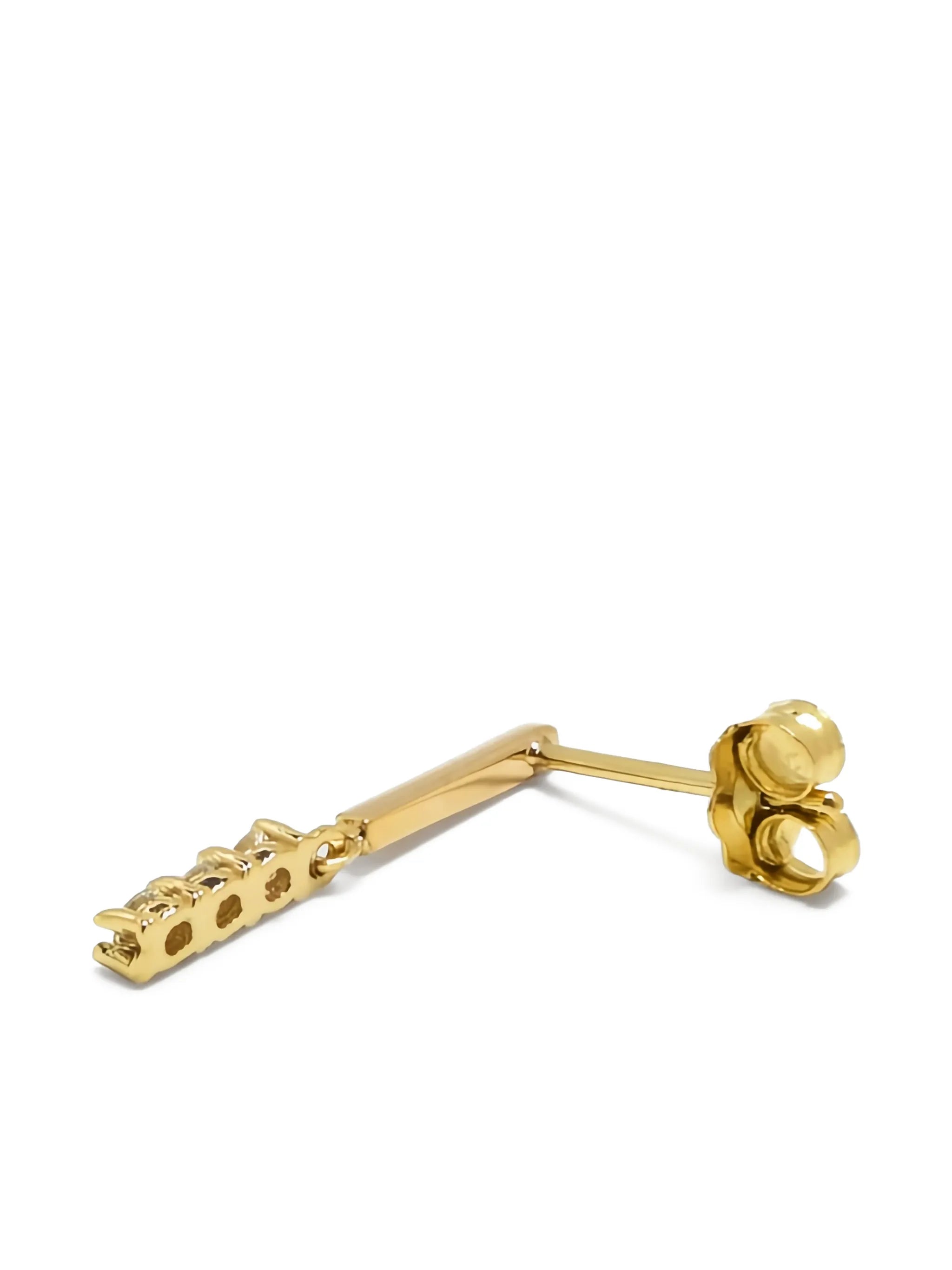 14K yellow gold bar diamond drop earrings