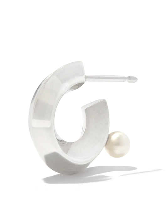 Fine Twist Float pearl hoop earring