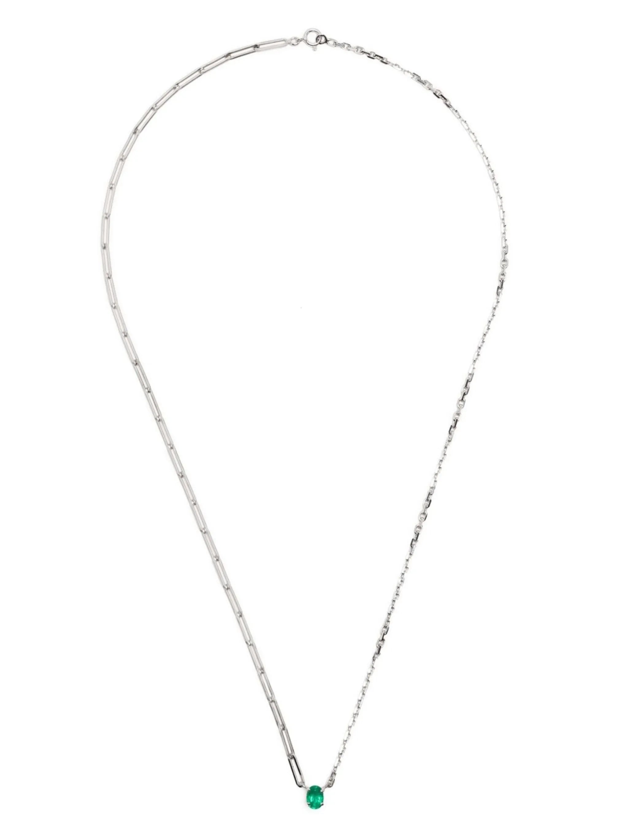 18kt white gold Collier emerald necklace