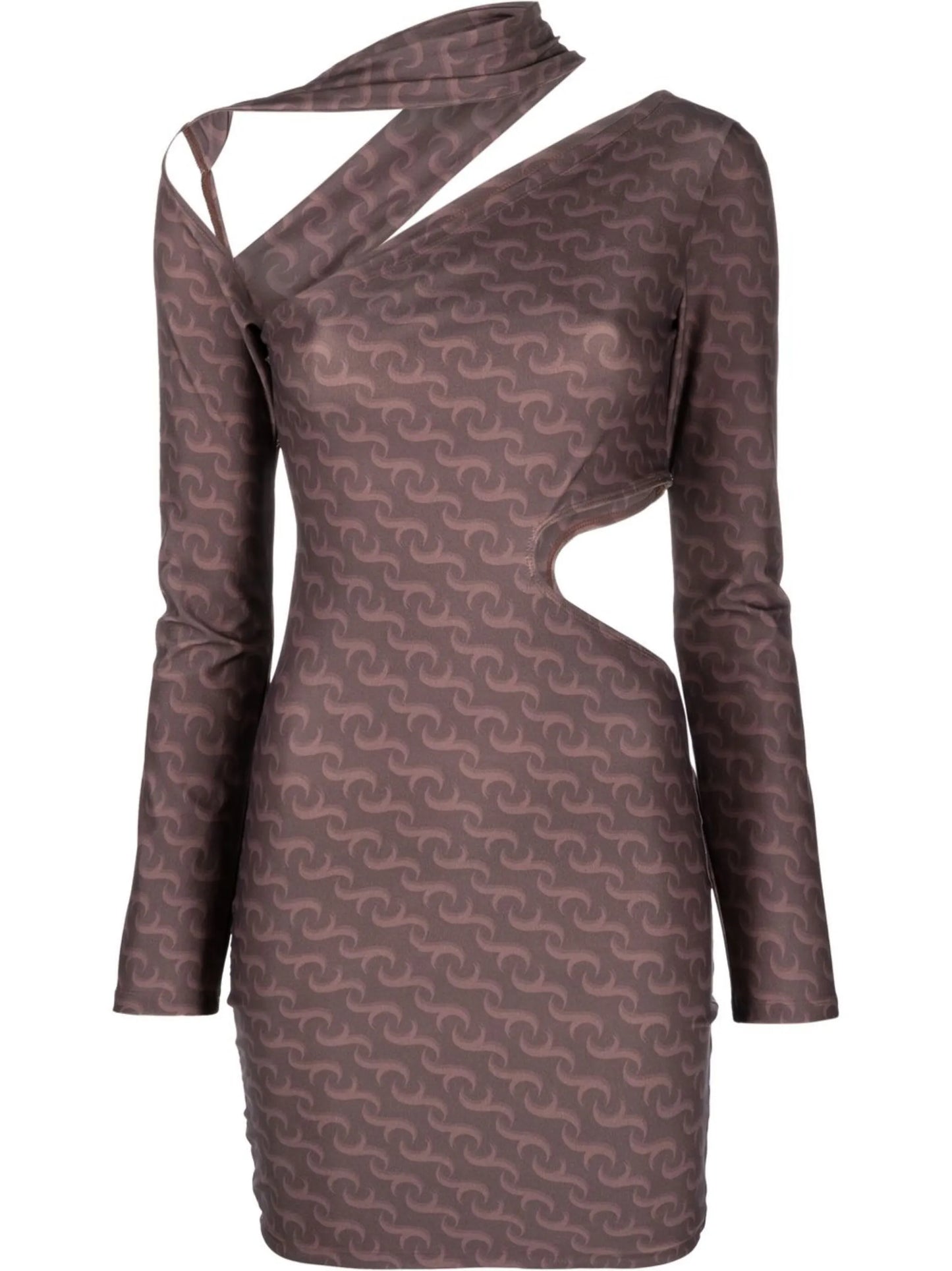 cut-out swirl-print minidress
