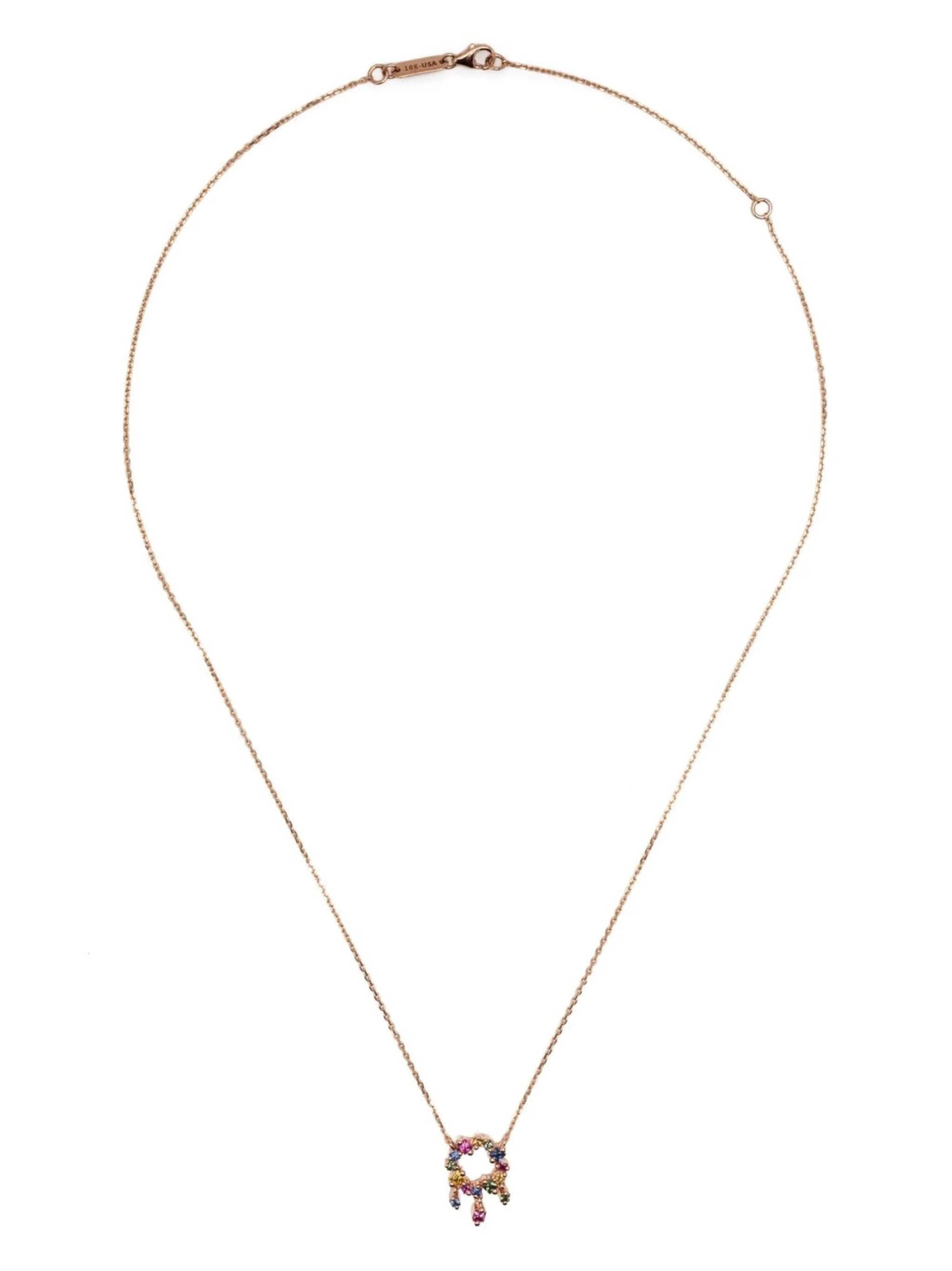 18kt rose gold Princess Rainbow mini sapphire cascade necklace