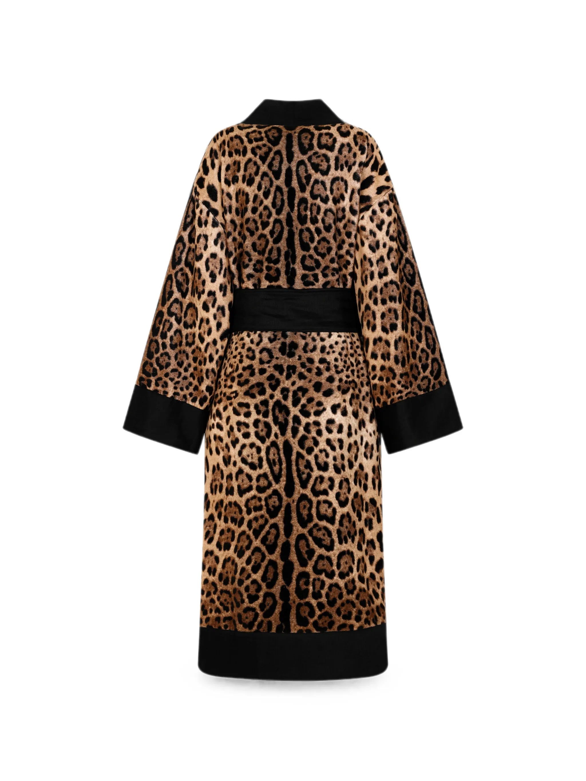 leopard-print terry cotton bath robe