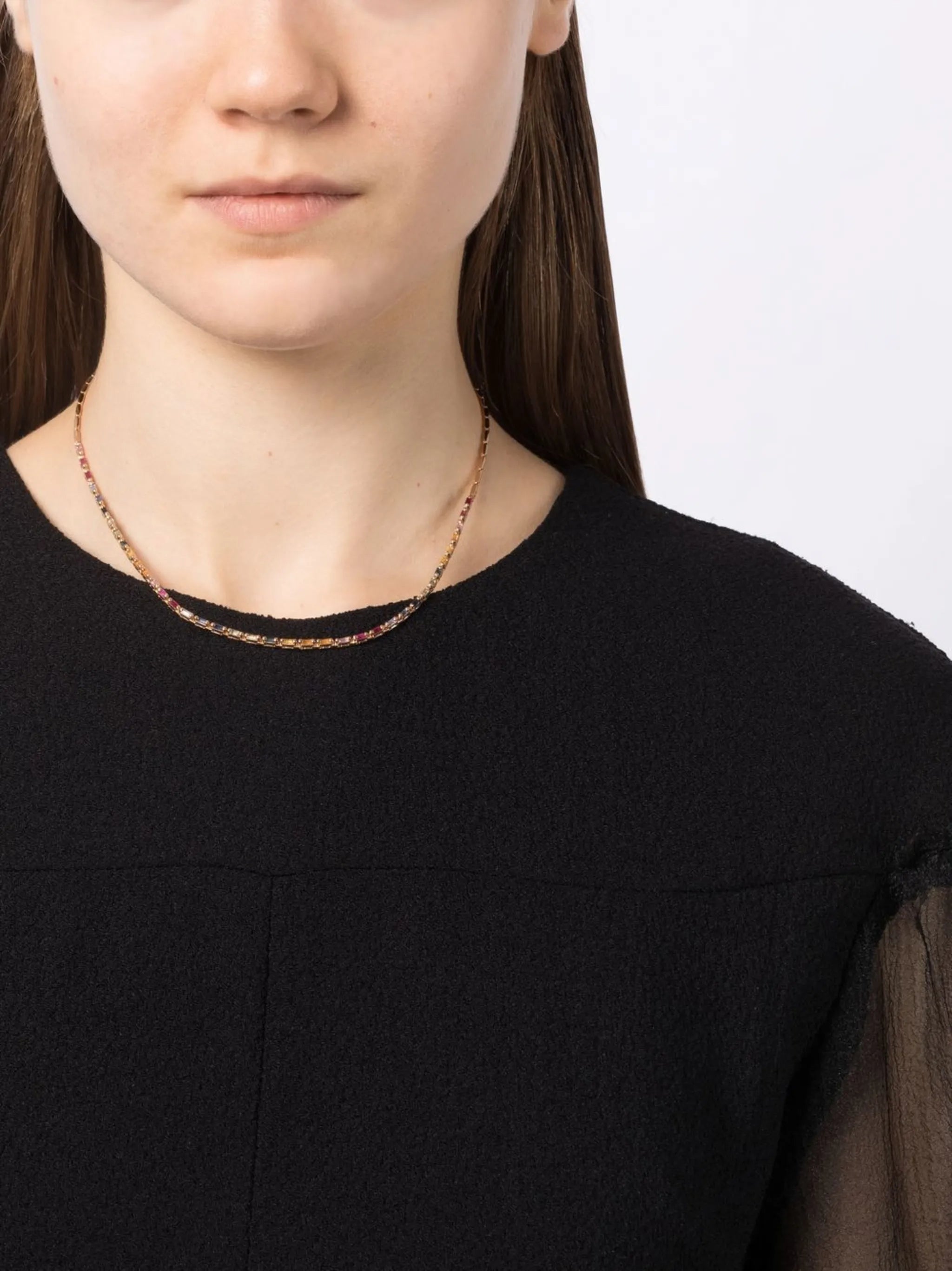18kt rose gold sapphire tennis necklace
