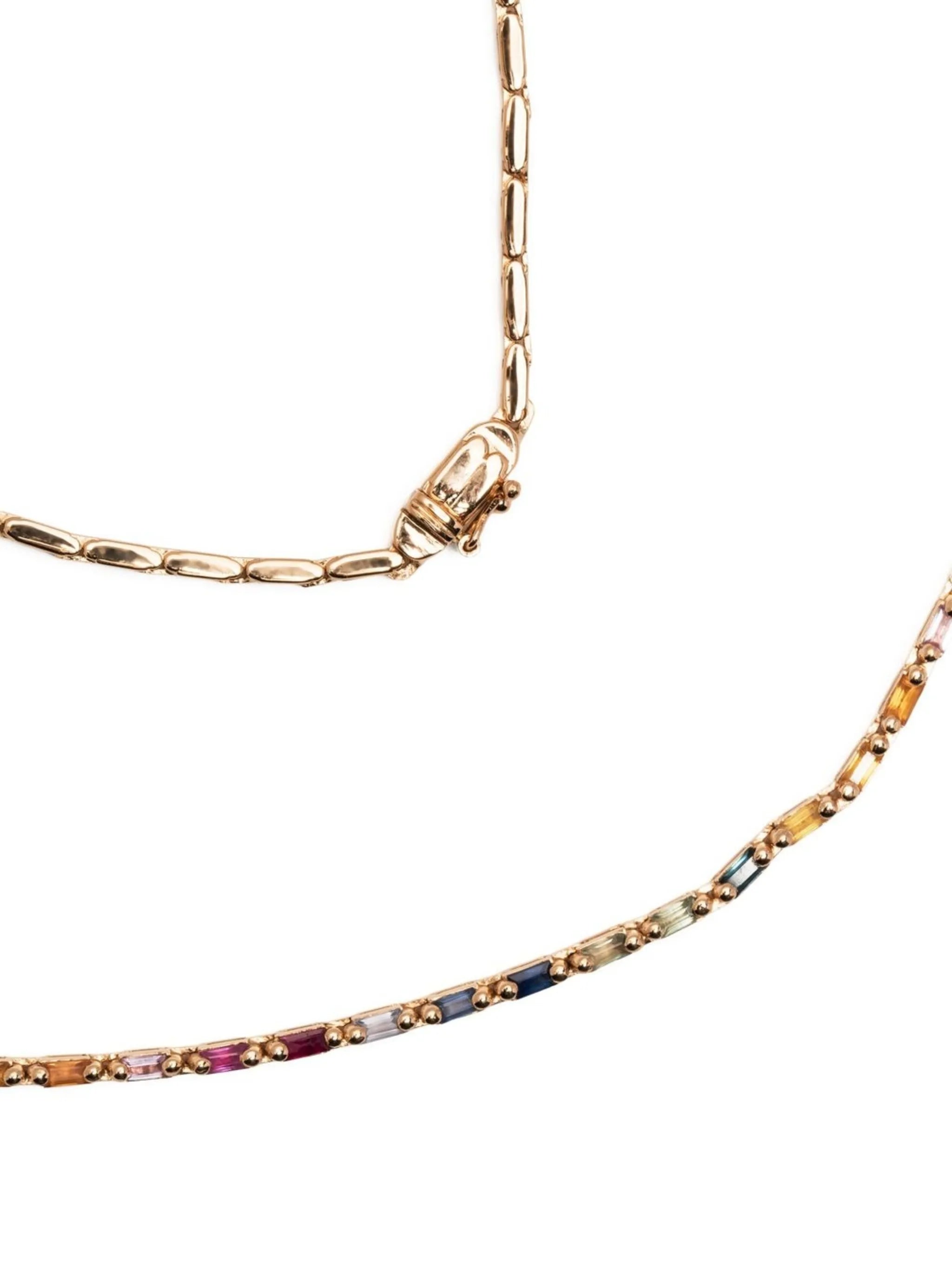 18kt rose gold sapphire tennis necklace