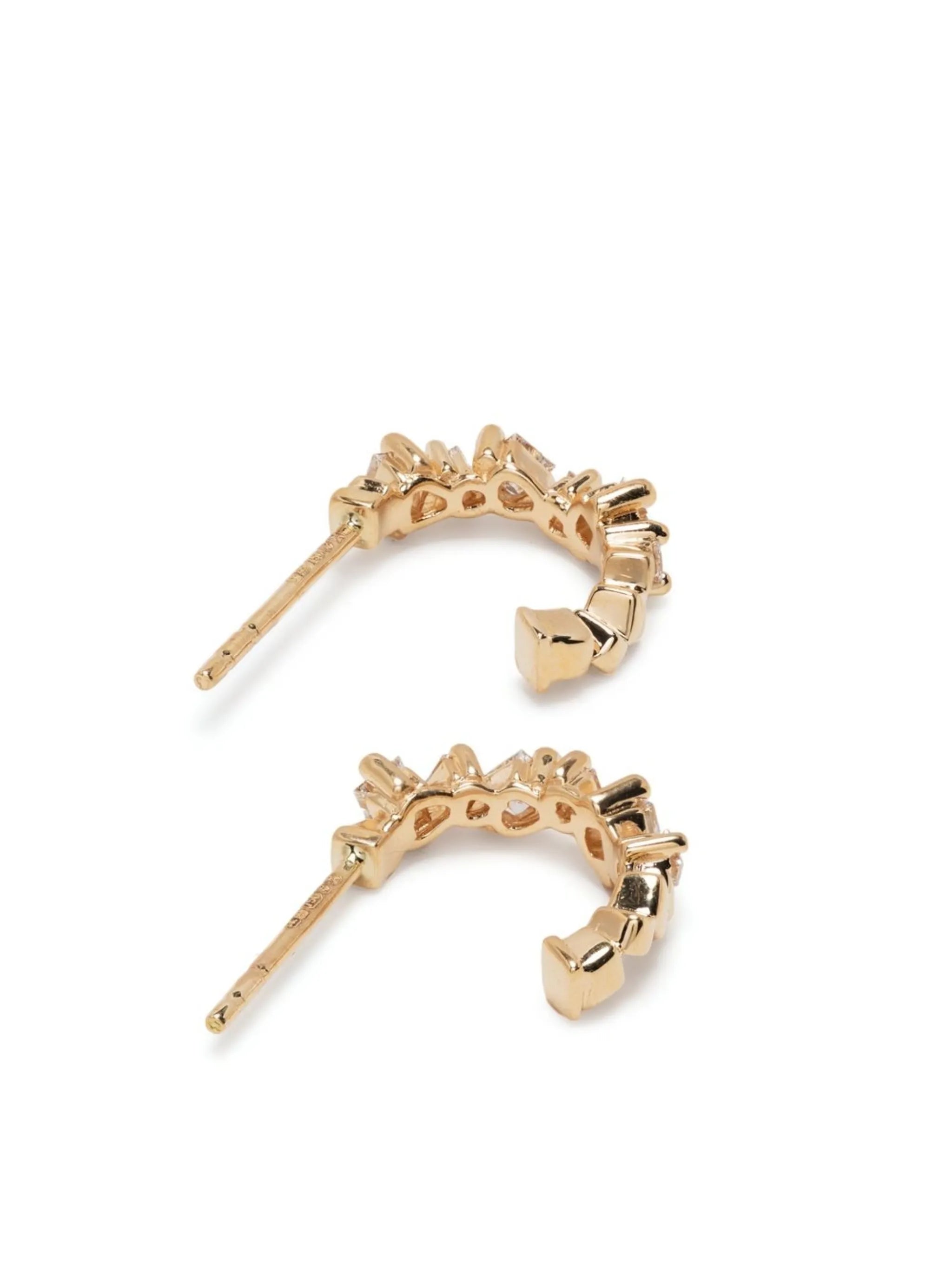 18kt yellow gold Princess Cut diamond hoop earrings