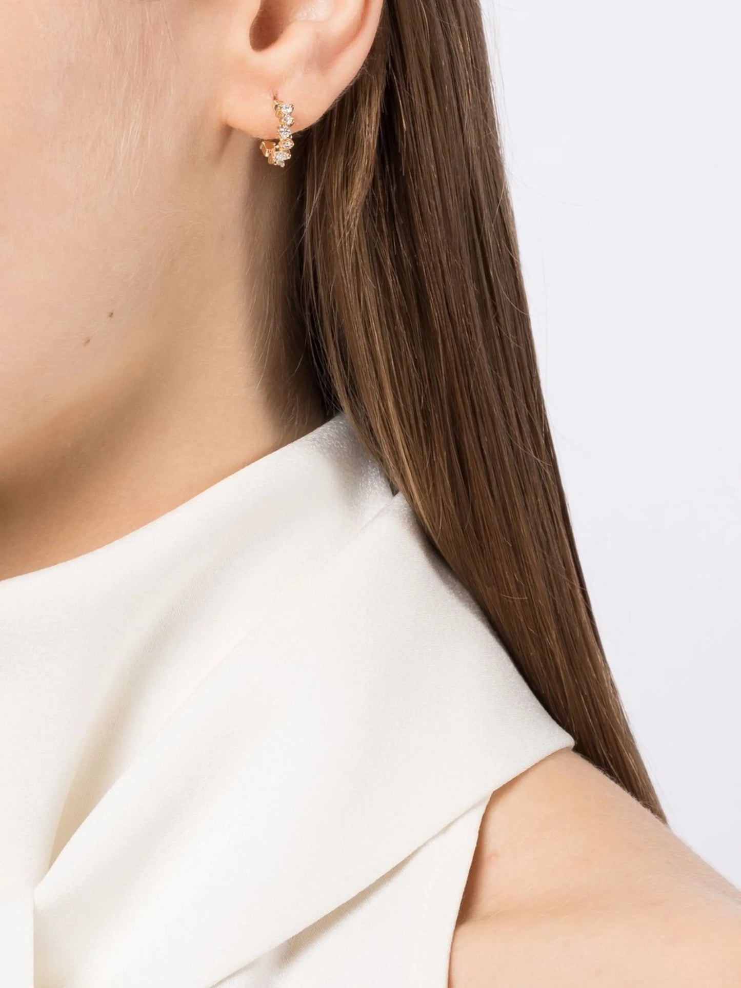18kt yellow gold Princess Cut diamond hoop earrings