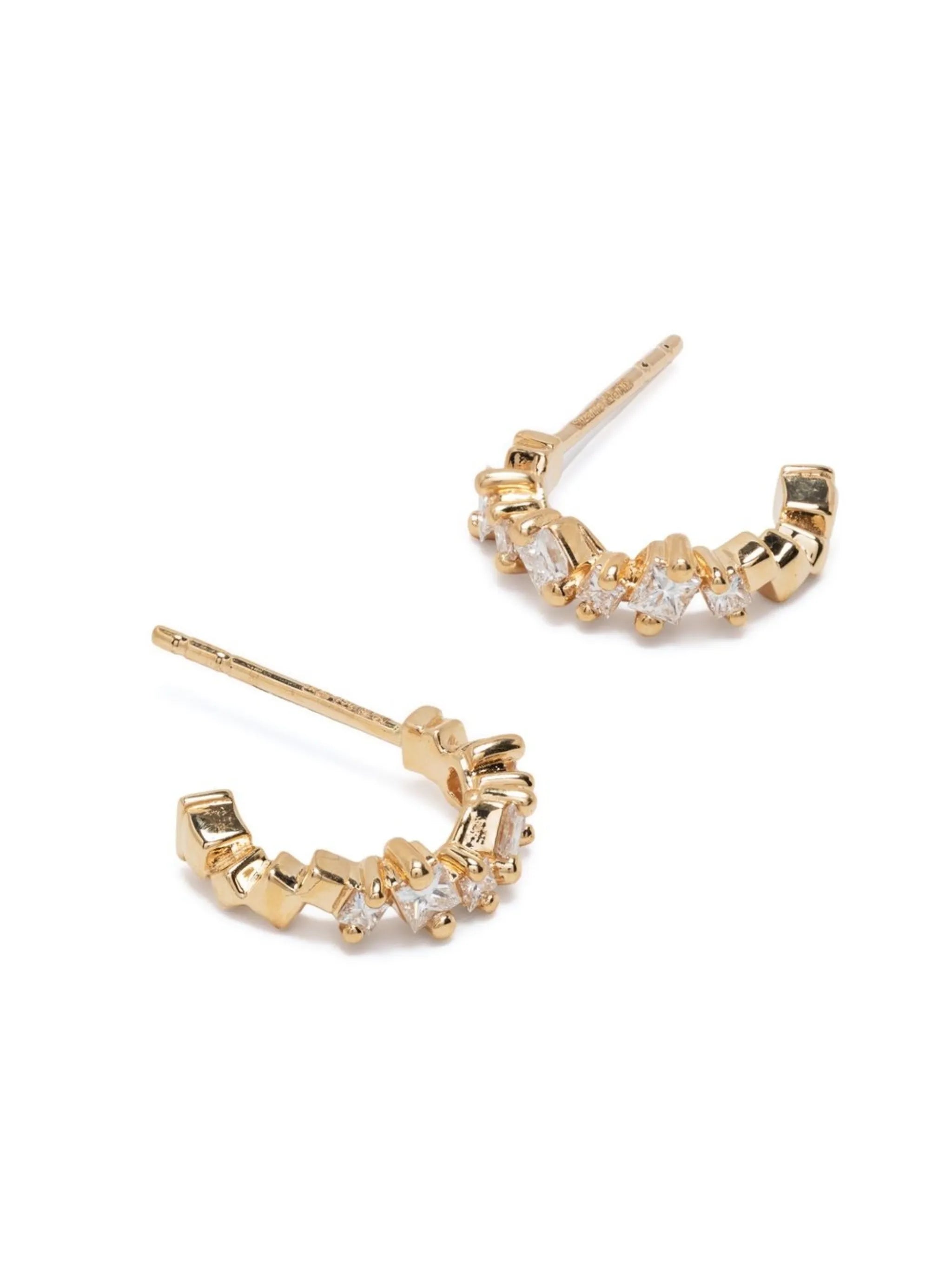 18kt yellow gold Princess Cut diamond hoop earrings