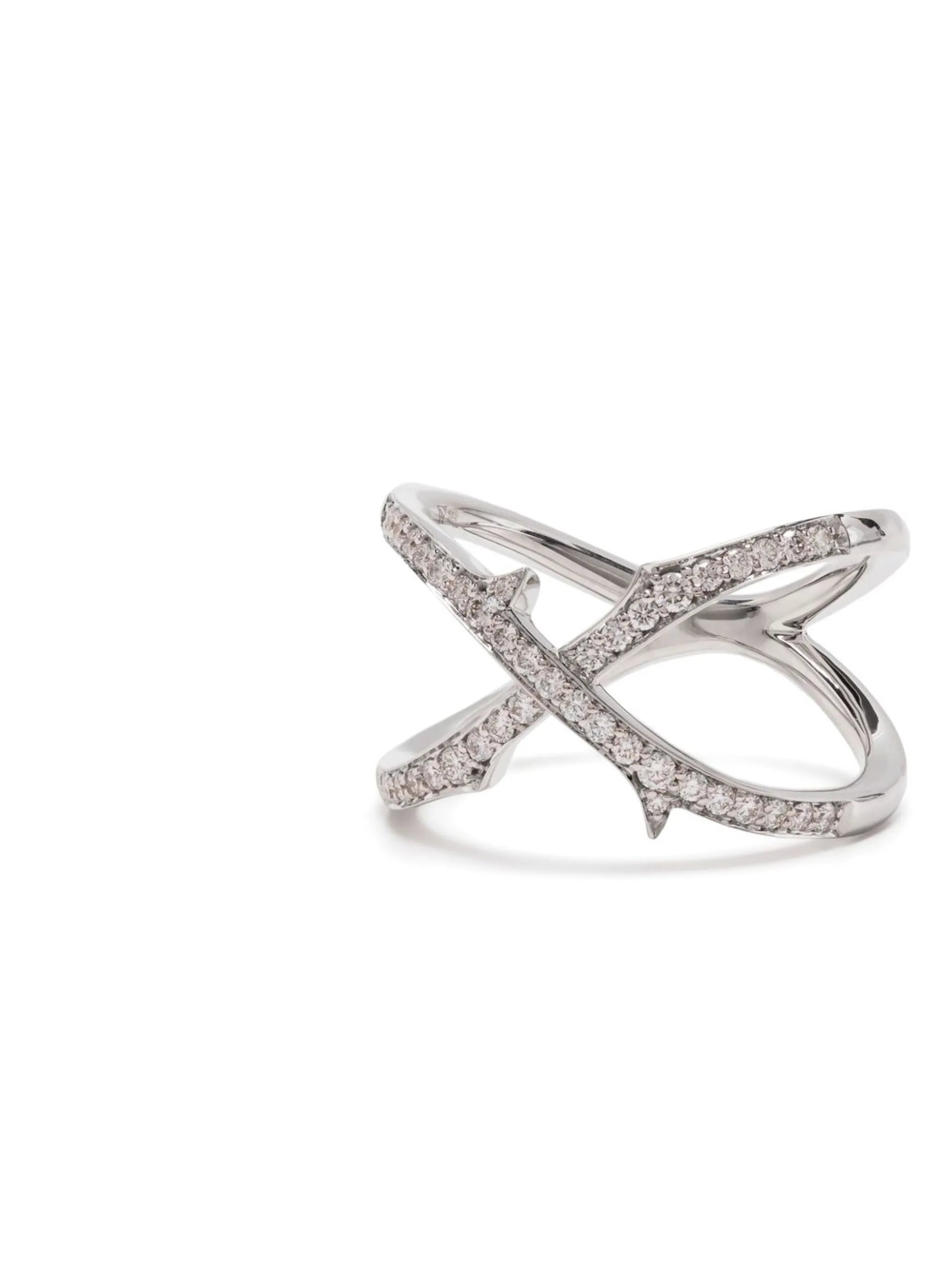 18kt white gold Stem Crossover diamond ring