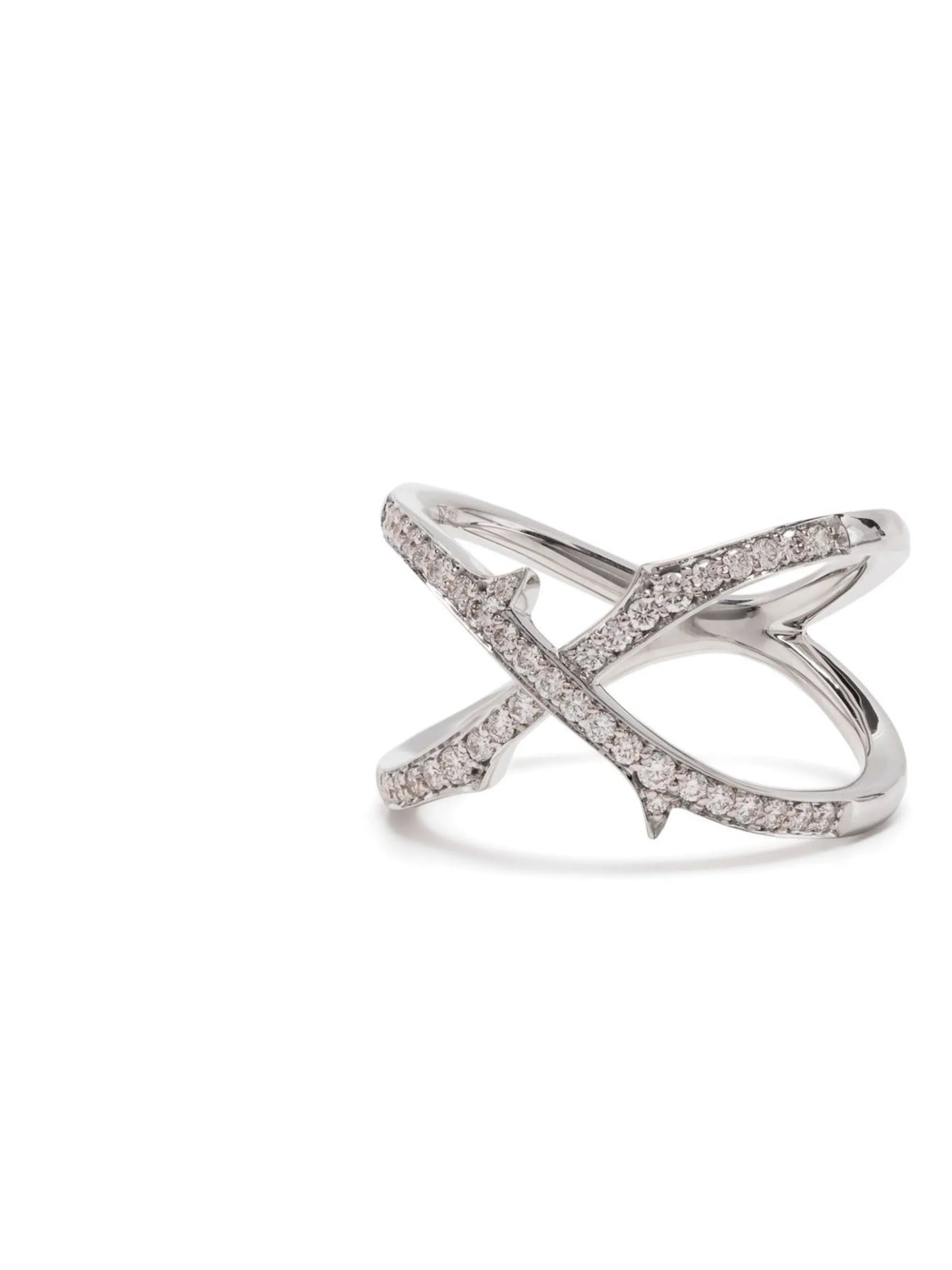 18kt white gold Stem Crossover diamond ring