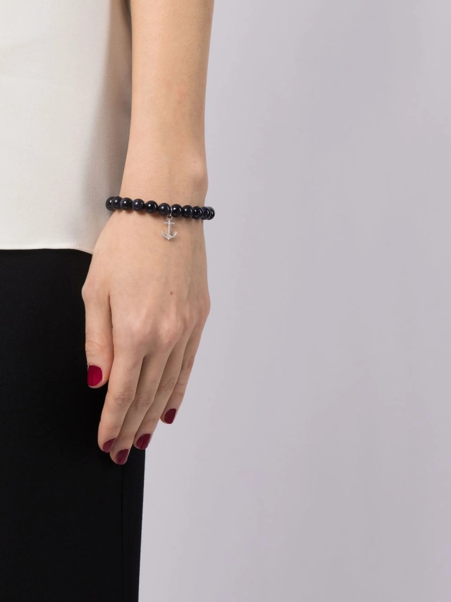 14kt white gold goldstone beaded bracelet