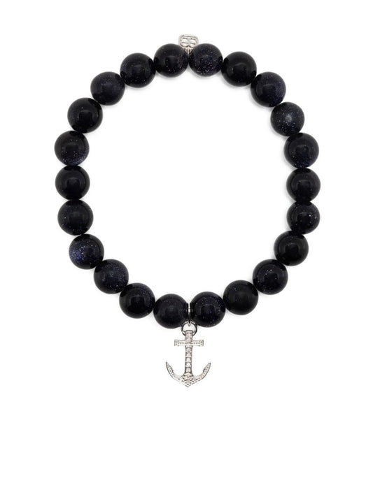 14kt white gold goldstone beaded bracelet