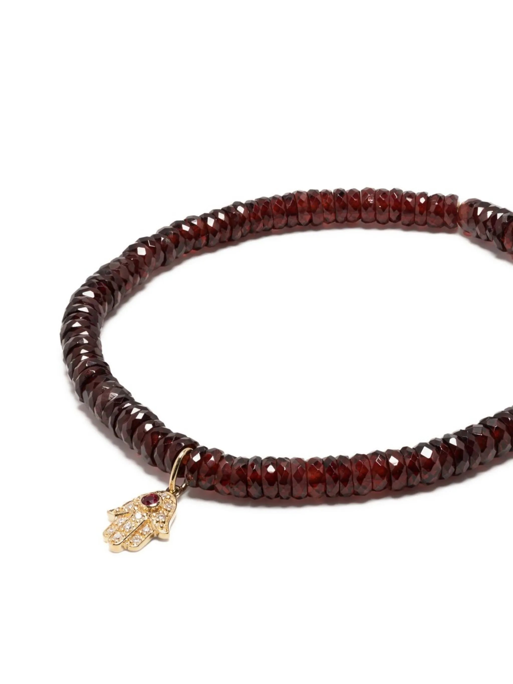 14kt yellow gold garnet beaded bracelet