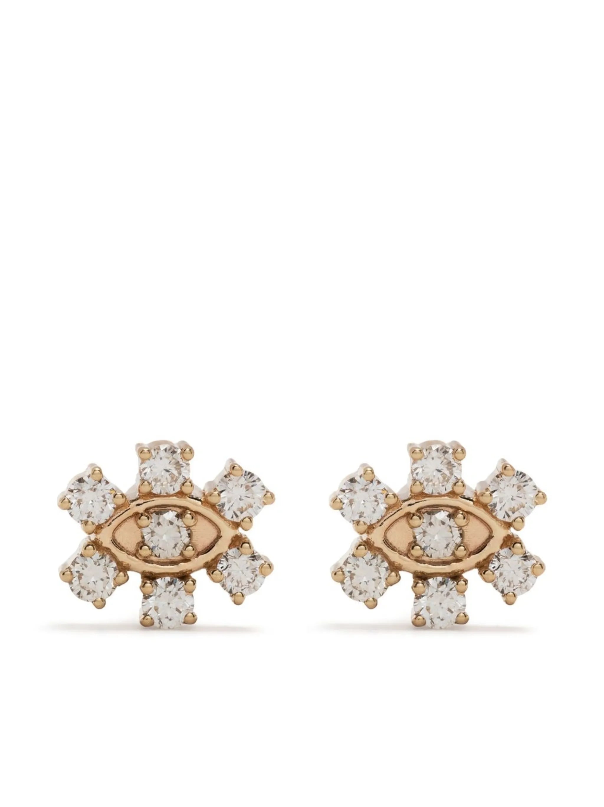 14kt yellow gold diamond stud earrings