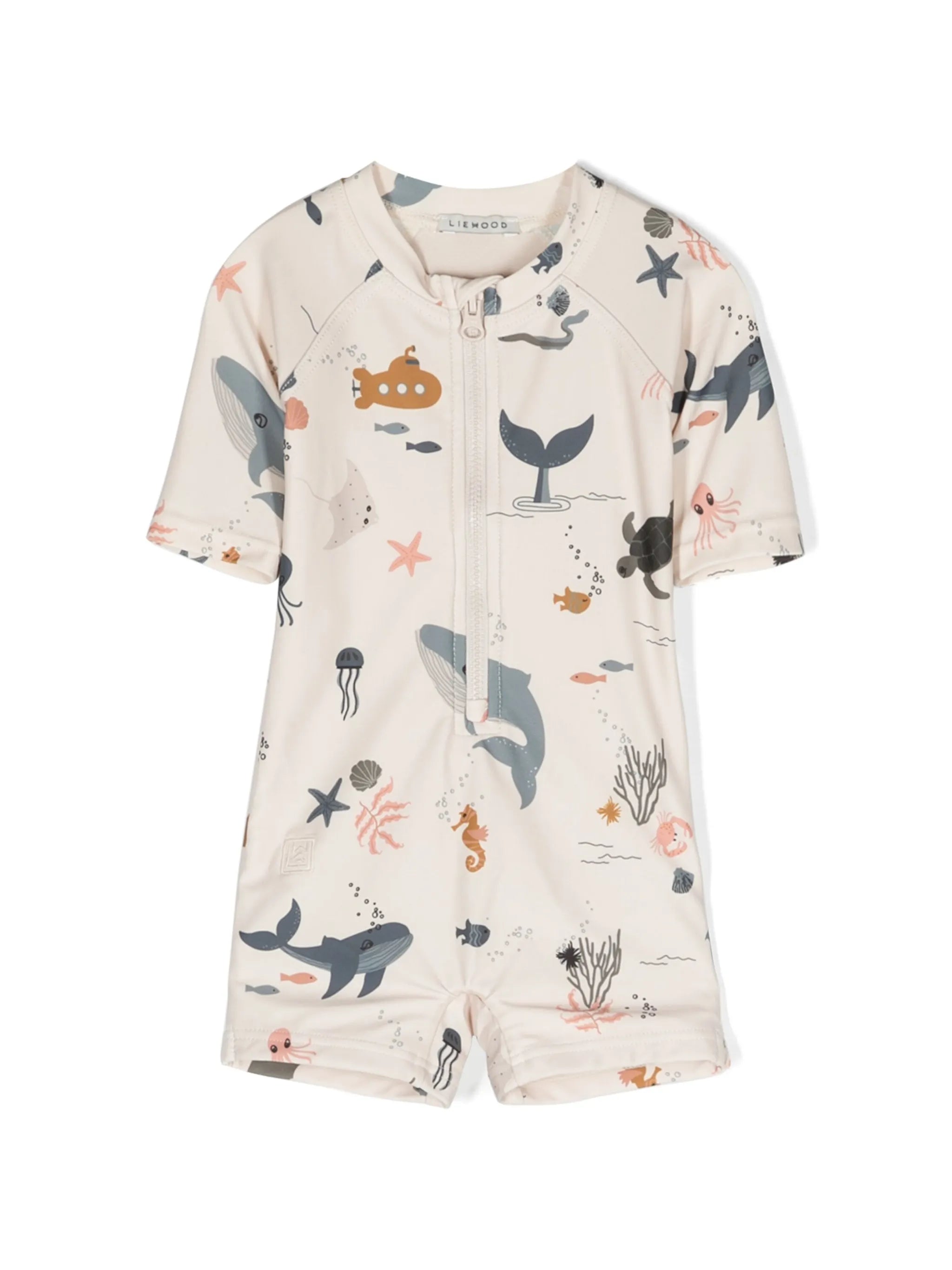 sea-life print recycled-polyester playsuit