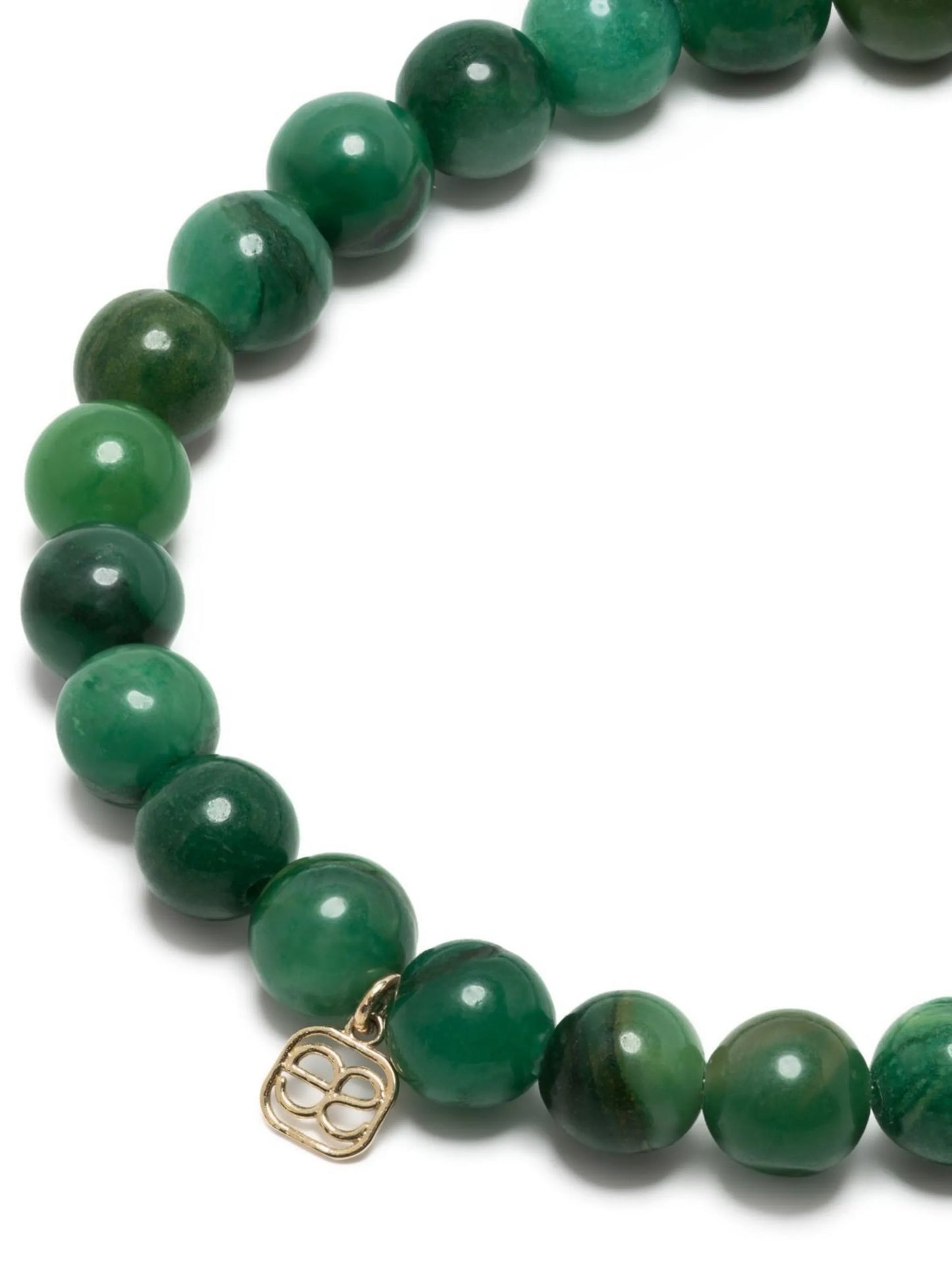 14kt yellow gold verdite feather beaded bracelet